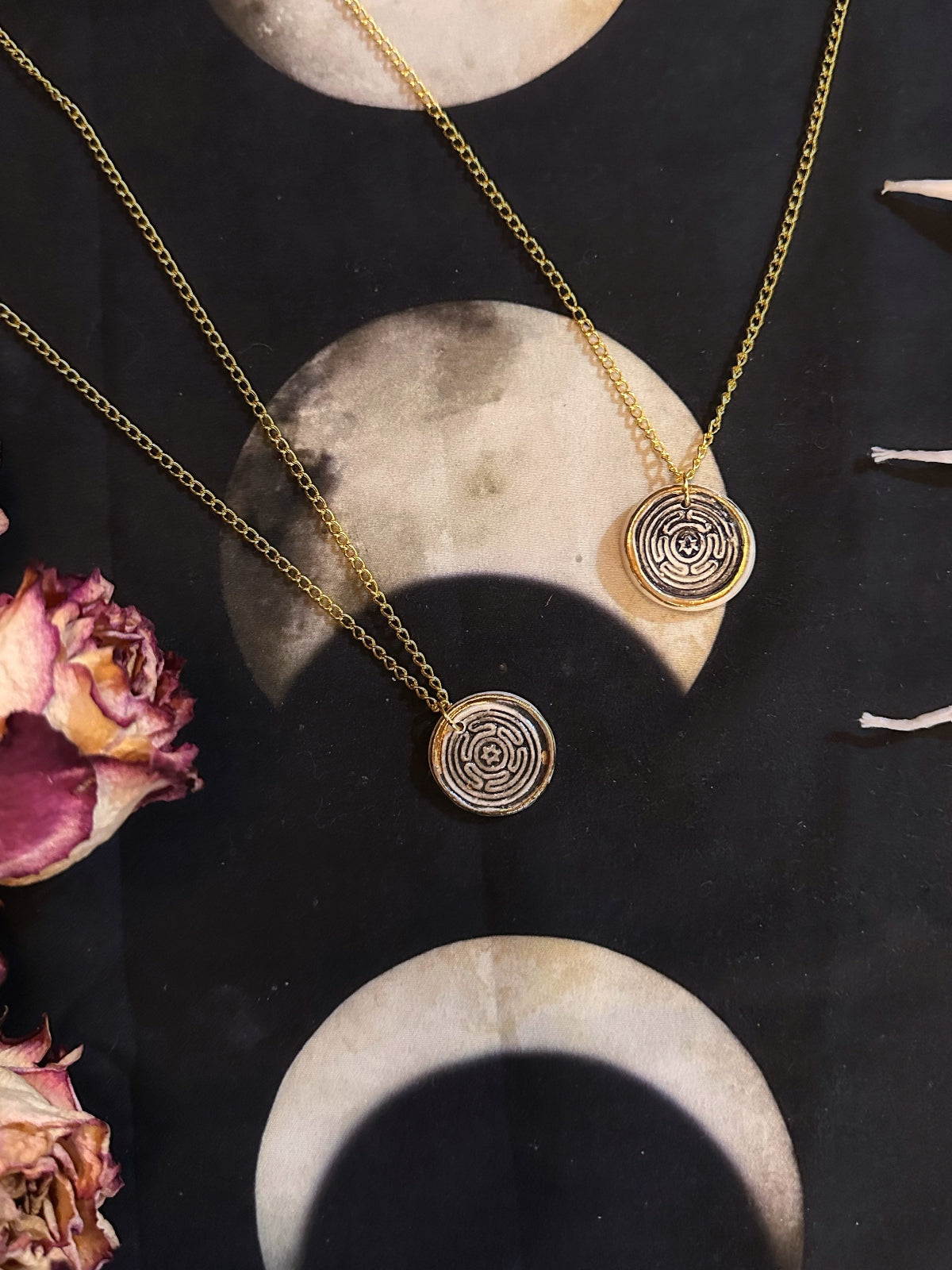 stopholos of hecate wheel porcelain necklace made by Keven Craft Rituals