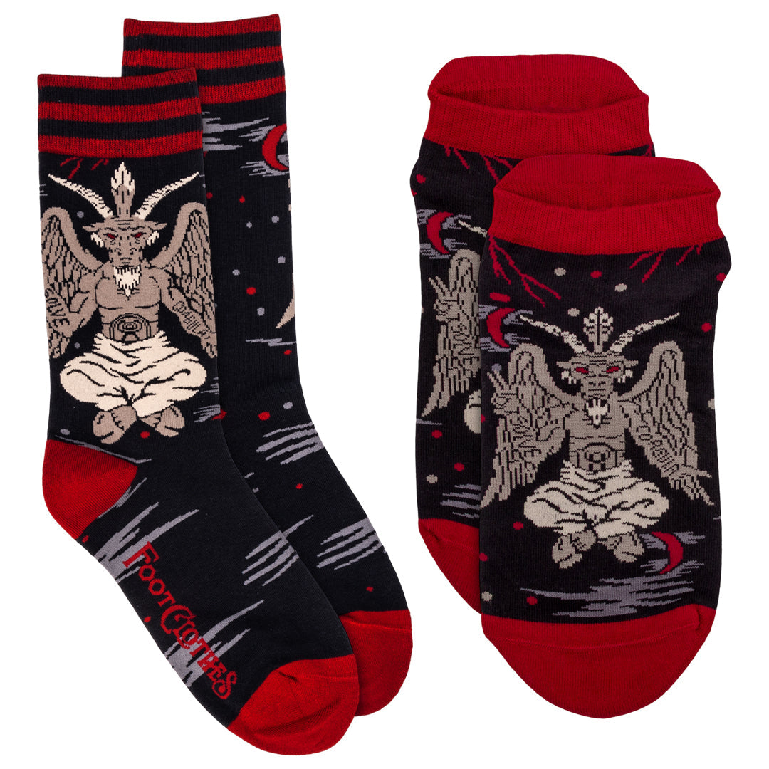 Evil Baphomet Ankle and Crew Sock Pack | 2 Designs