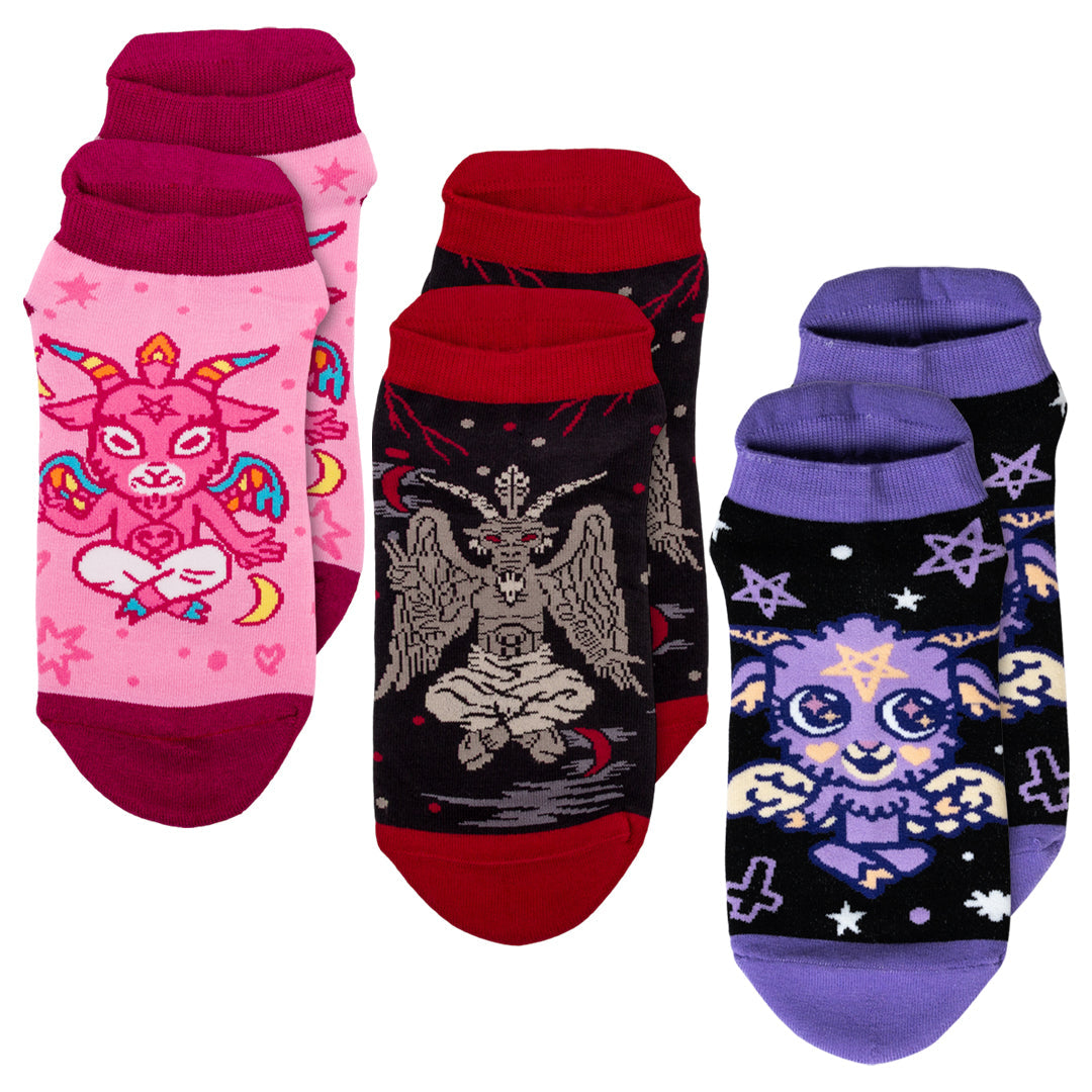 Evil But Cute Baphomet Ankle Sock Pack | 3 Designs