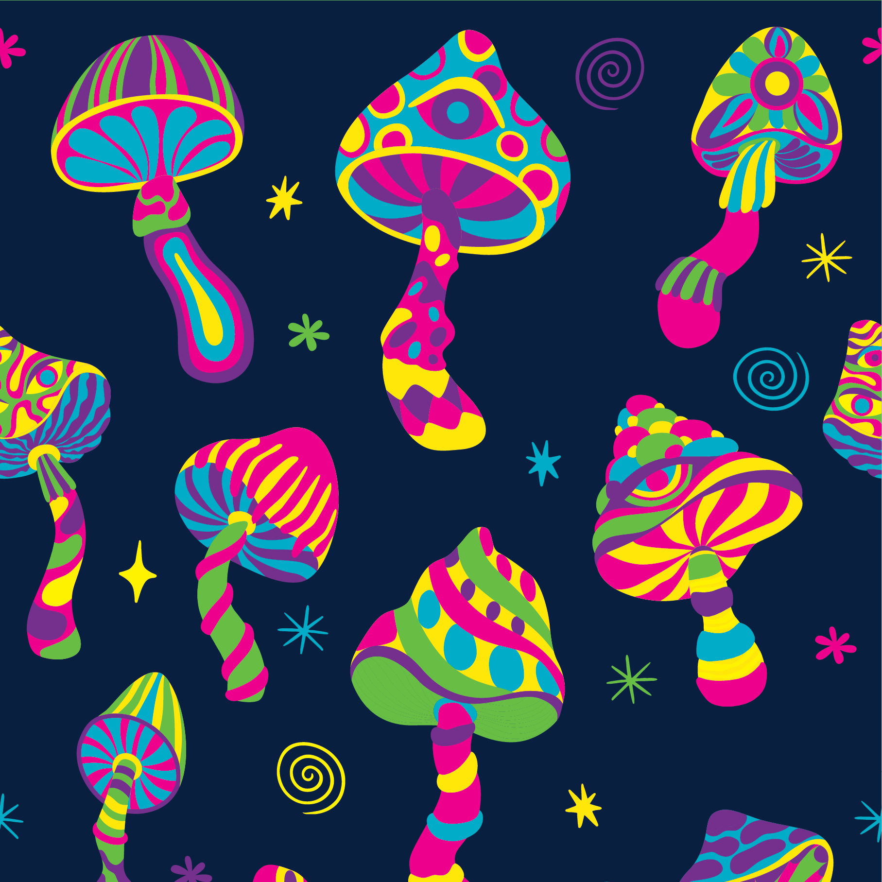 Funky Fungi UV Reactive Crew Socks
