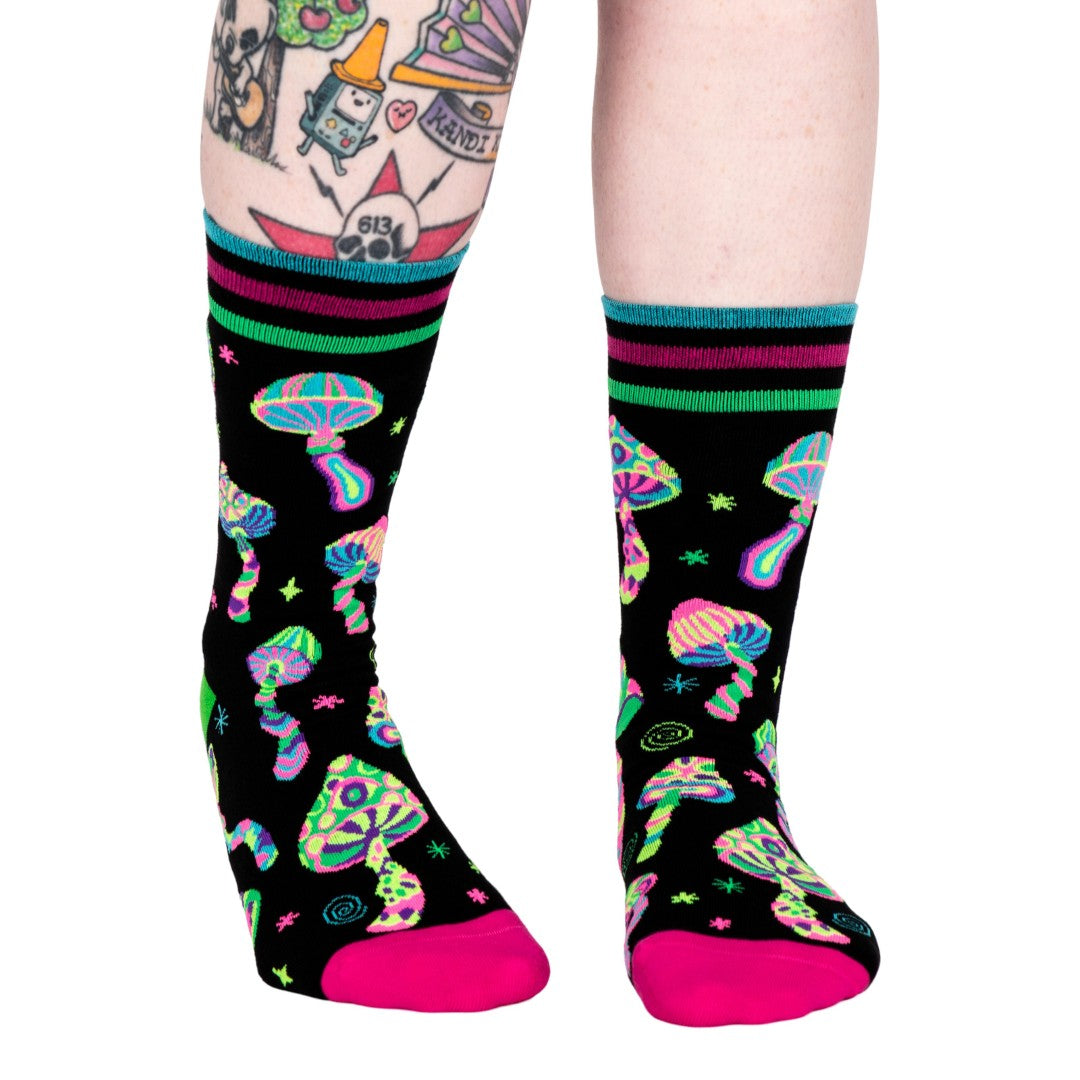 Funky Fungi UV Reactive Crew Socks