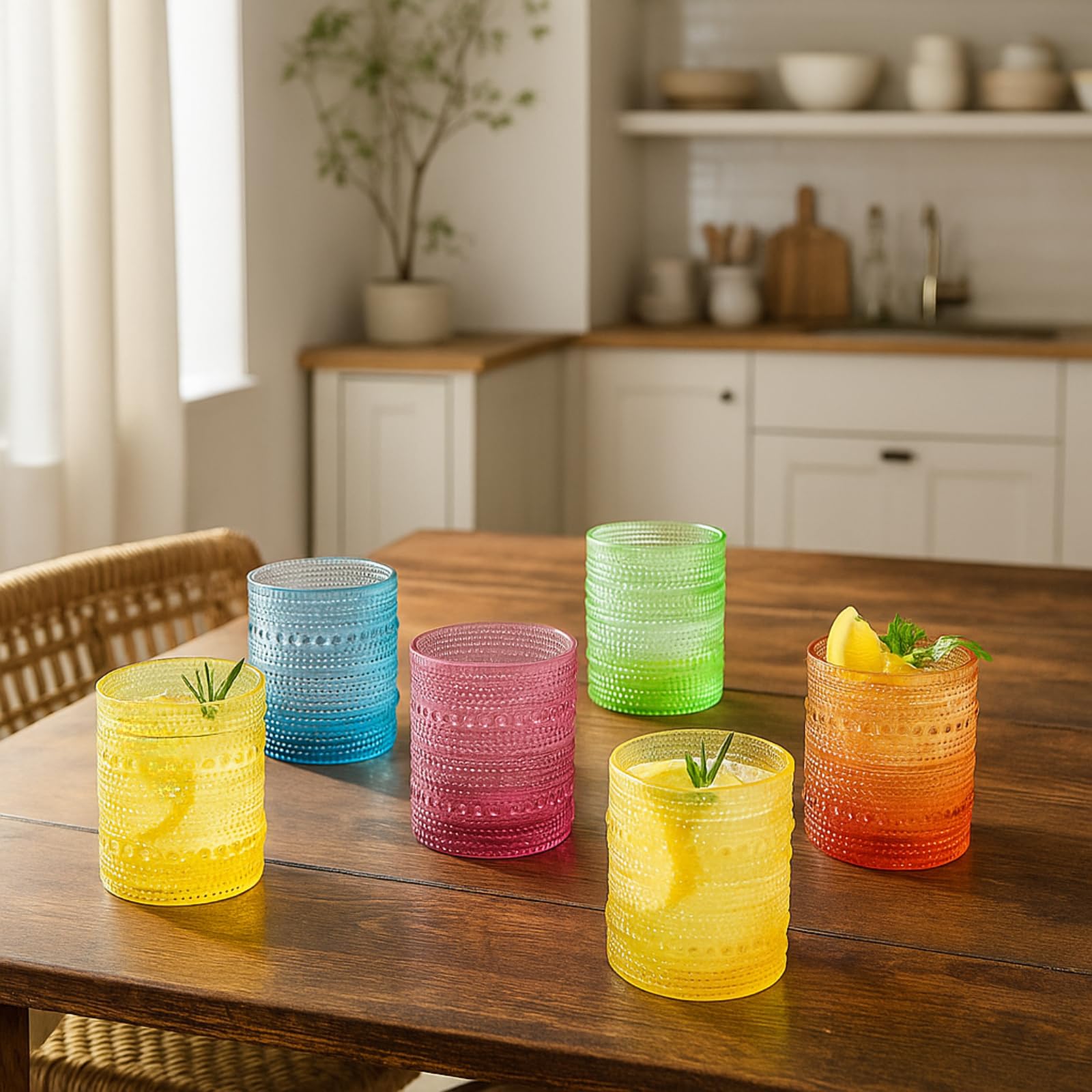 Vibes Hobnail glassware set of 6 Summer colors