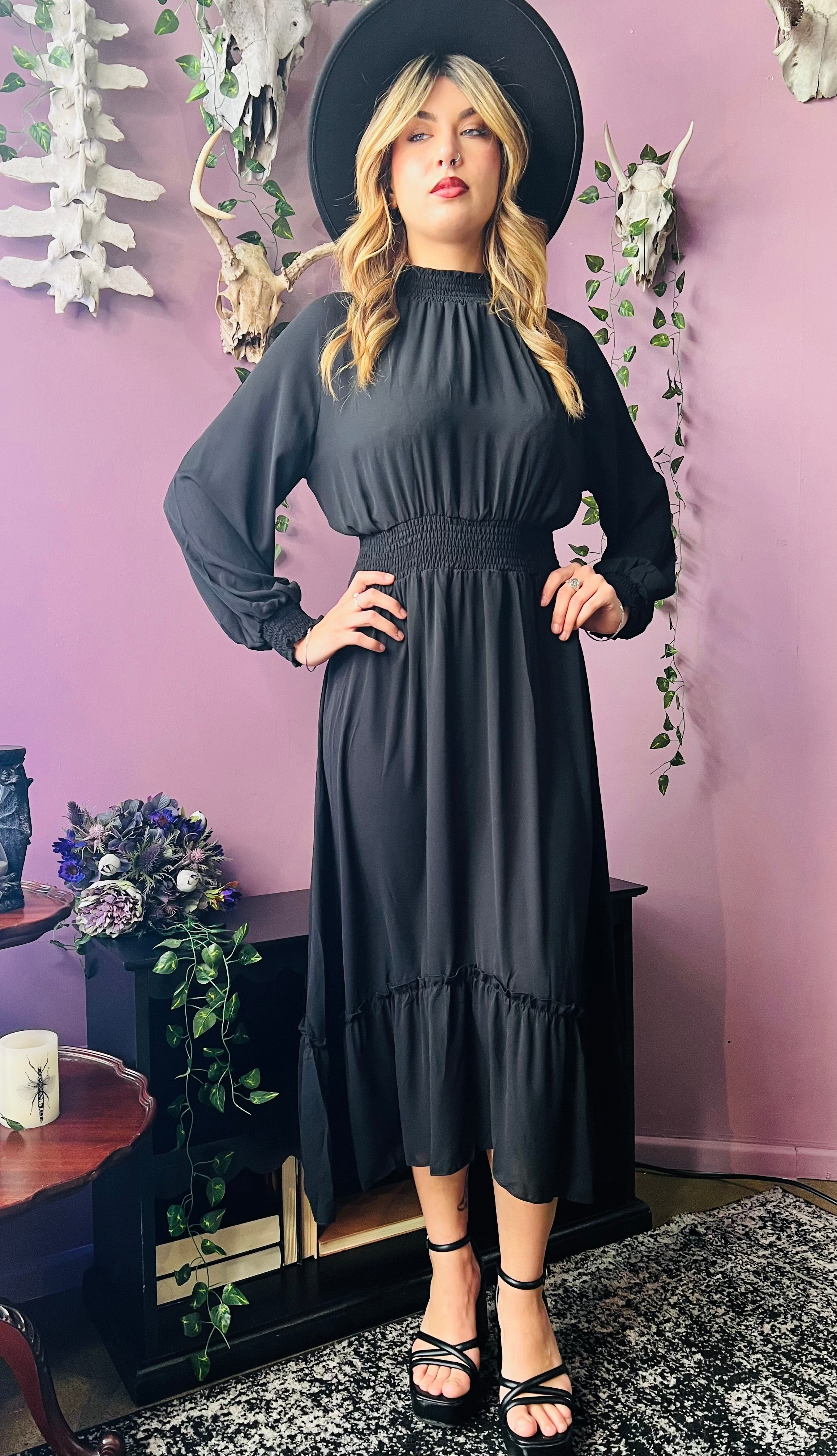 Dorothea - Classic Boho Shirred Witch Dress - READY-TO-Ship