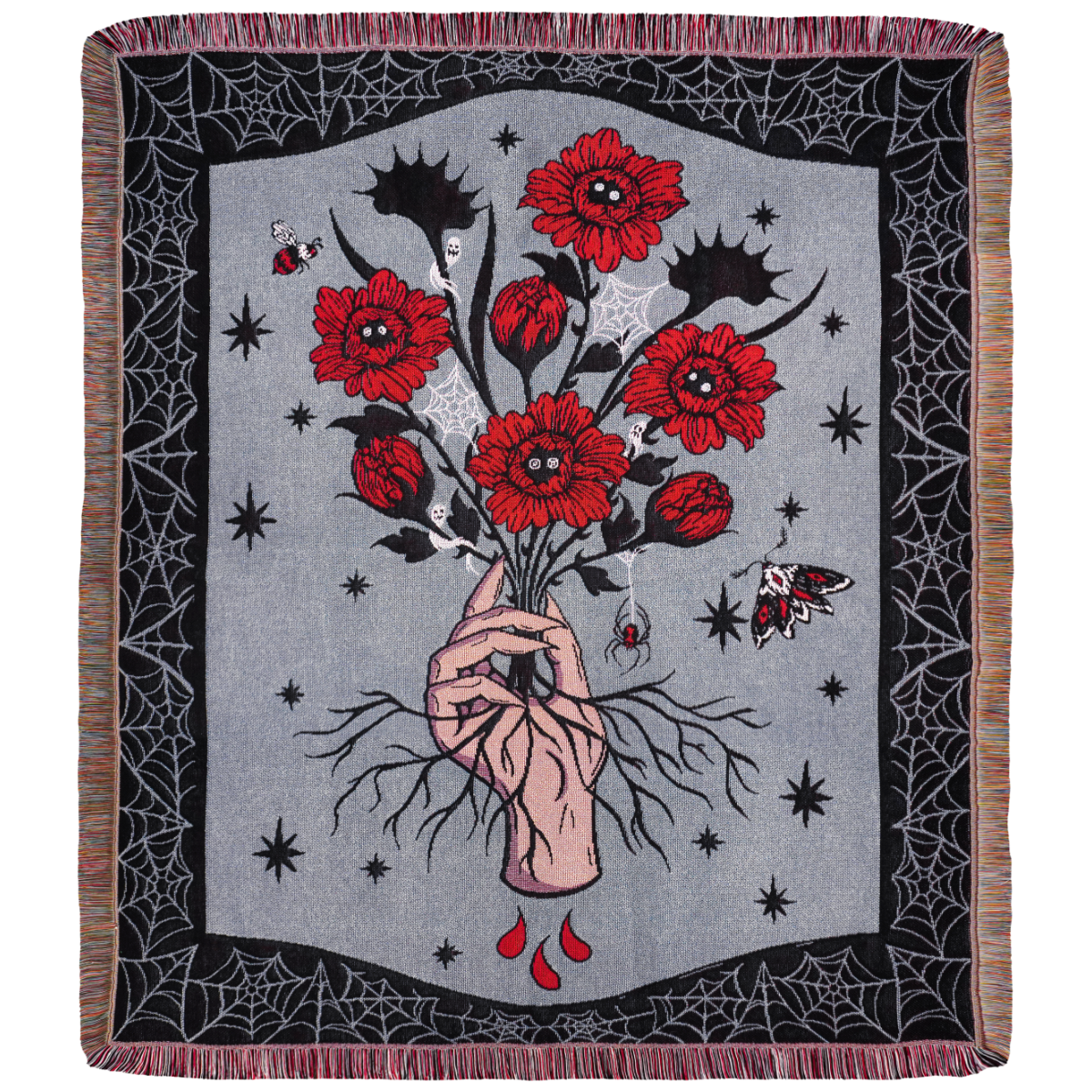 Eternal Bloom - Gothic Flower Bouquet Woven Blanket