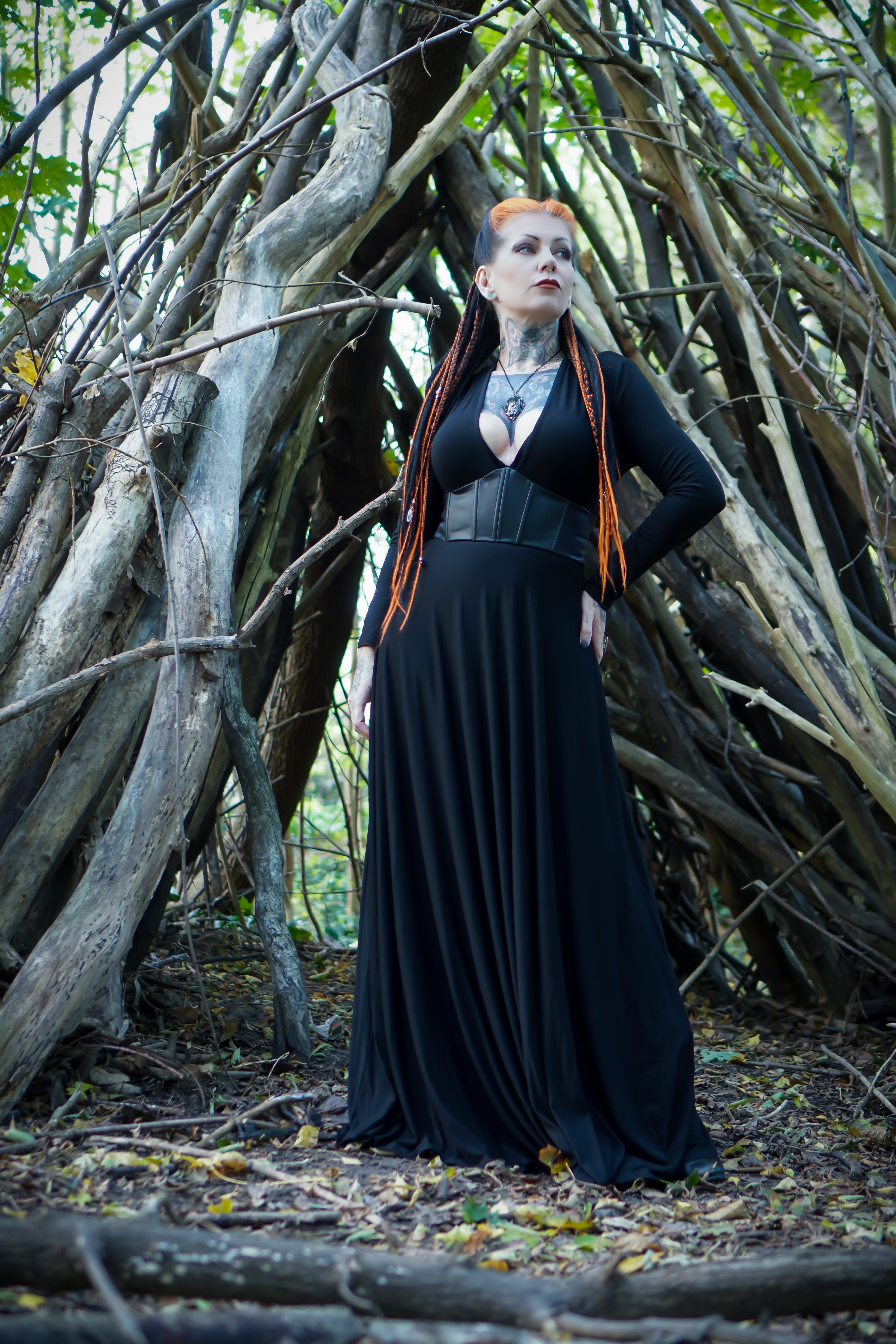 Blair - Jersey Maxi Dress with Vegan Leather Corset Waist - READY TO SHIP