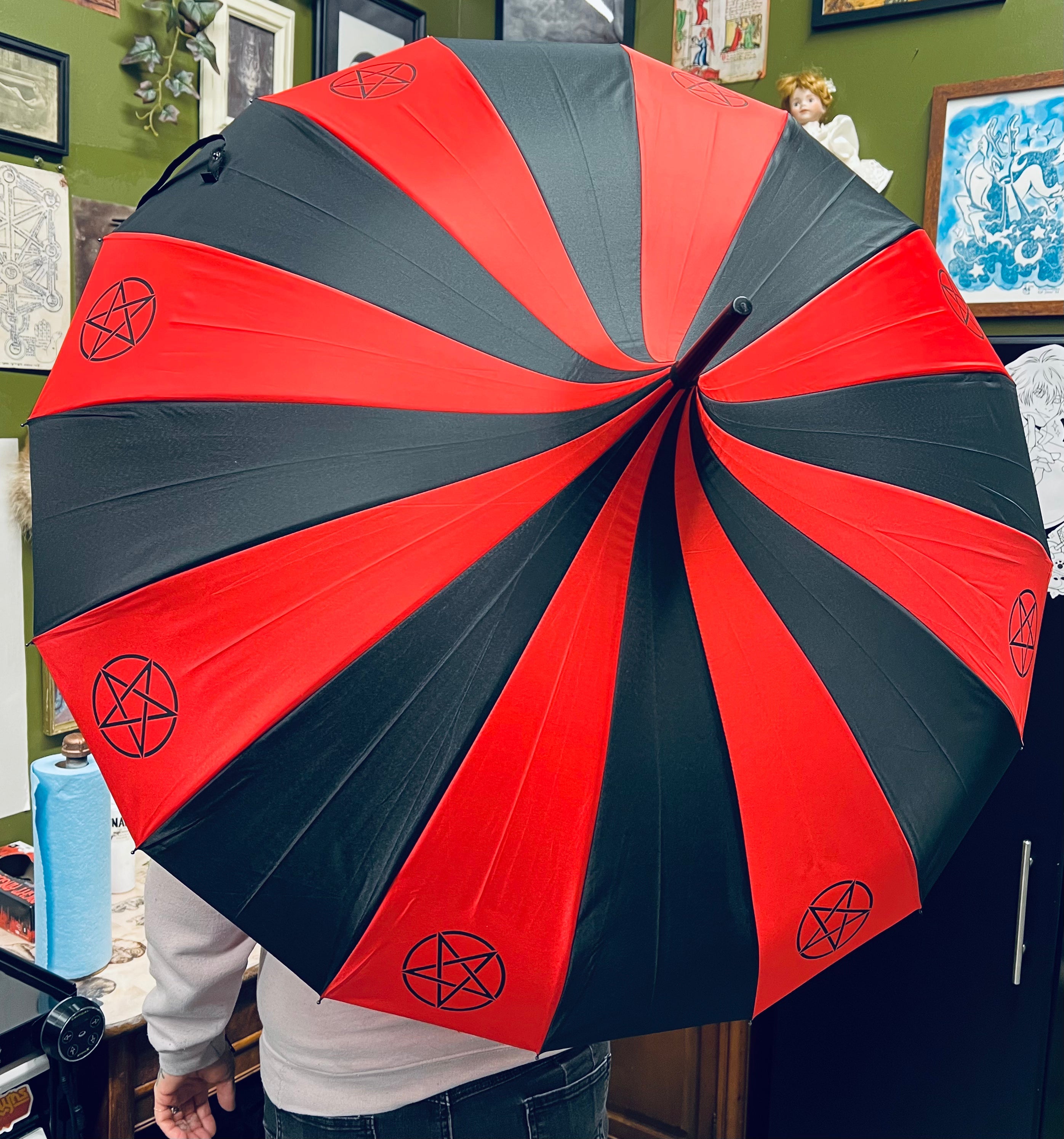 Red/Black Pentacles Umbrella