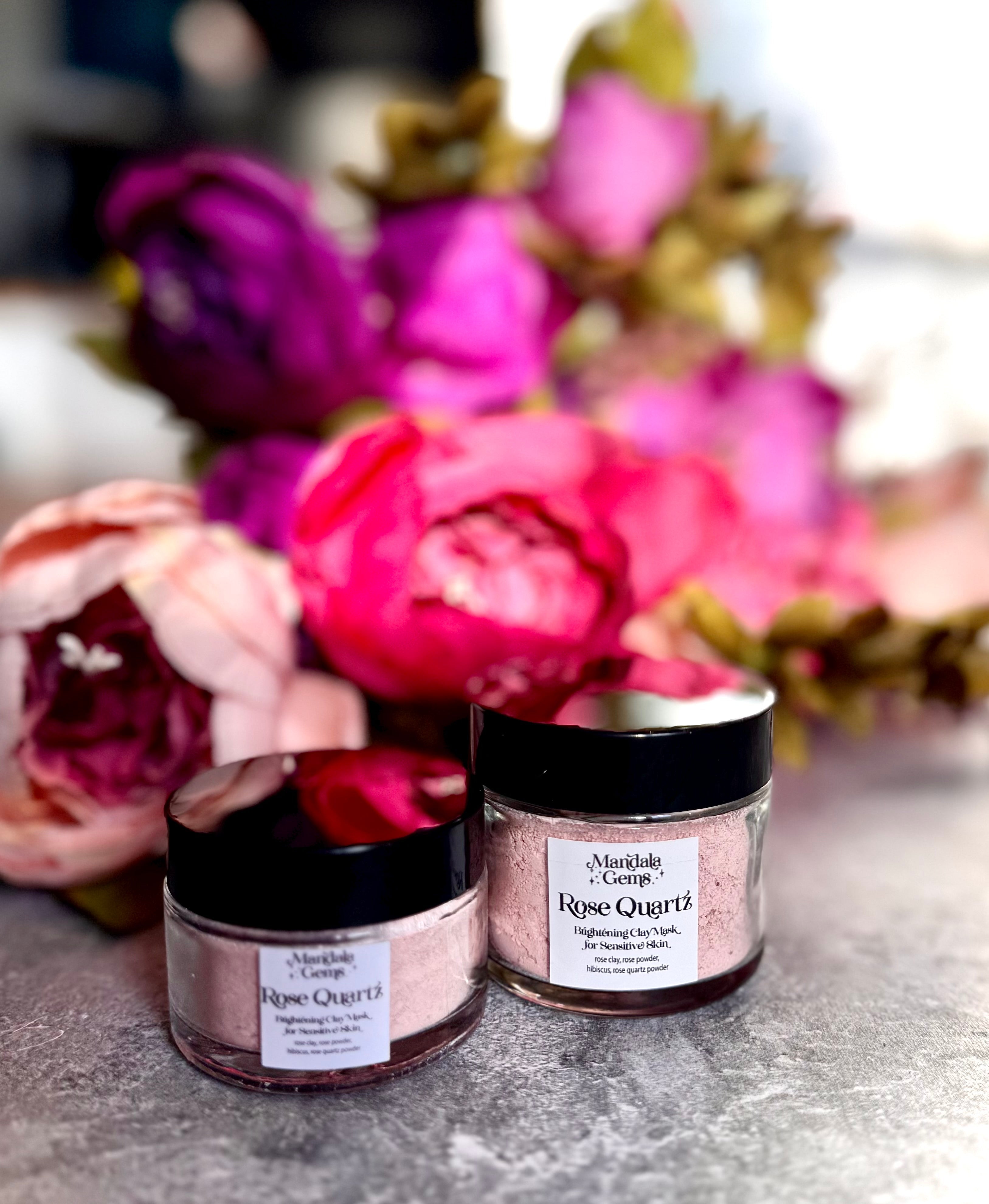 ROSE QUARTZ French Pink Clay Mask with Rose, Hibiscus & Crushed Rose Quartz