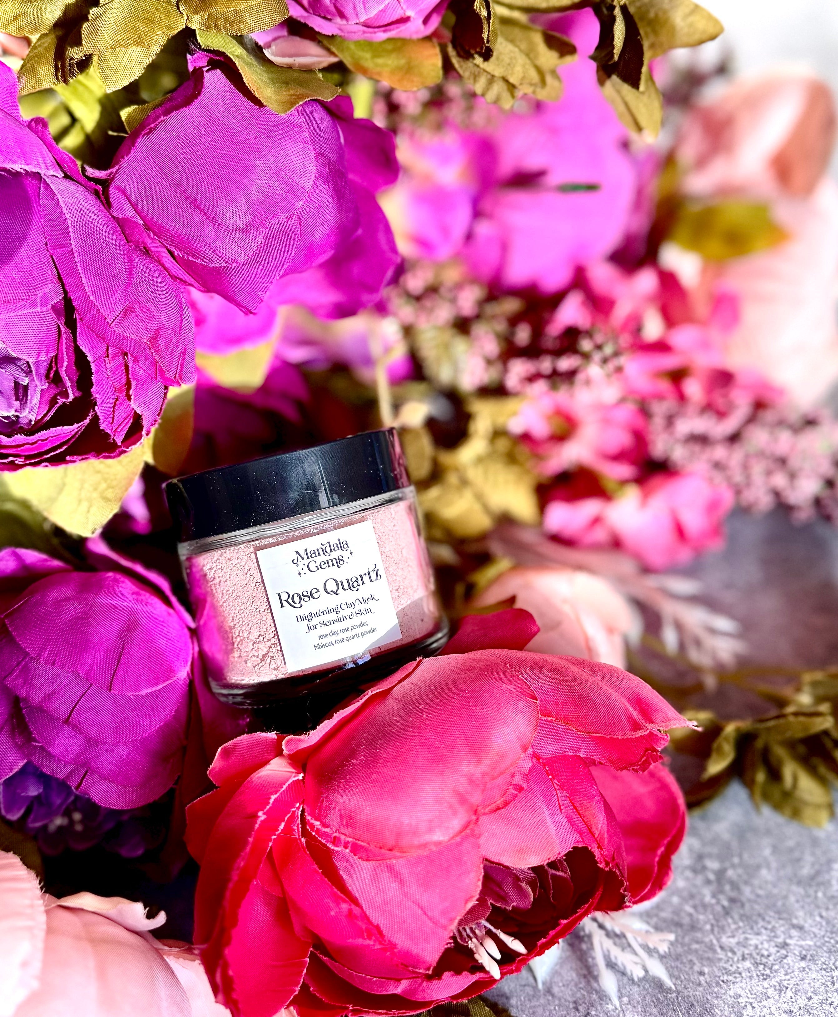 ROSE QUARTZ French Pink Clay Mask with Rose, Hibiscus & Crushed Rose Quartz