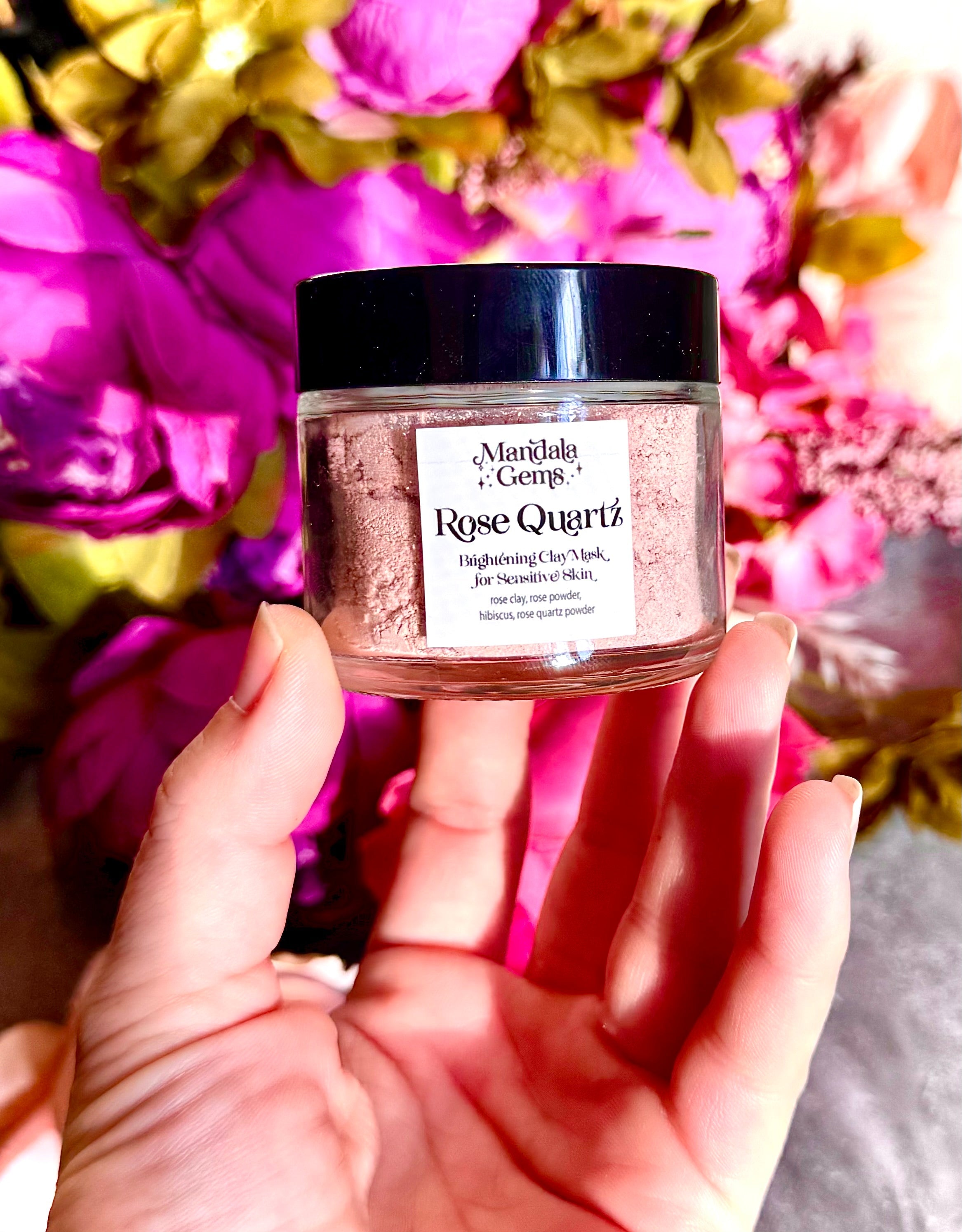 ROSE QUARTZ French Pink Clay Mask with Rose, Hibiscus & Crushed Rose Quartz
