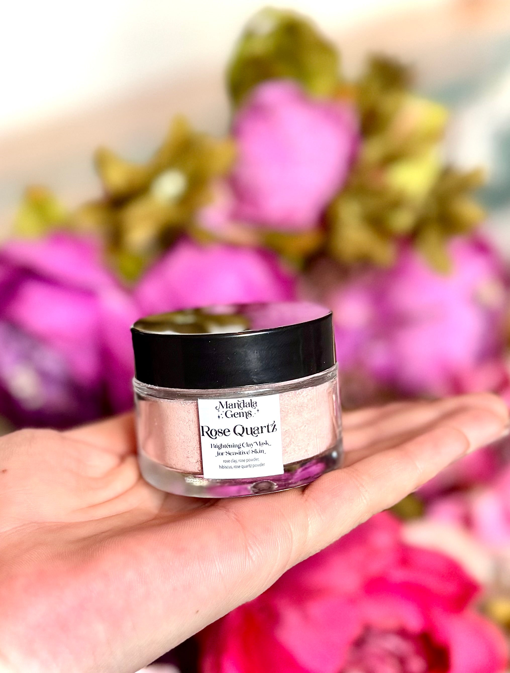 ROSE QUARTZ French Pink Clay Mask with Rose, Hibiscus & Crushed Rose Quartz
