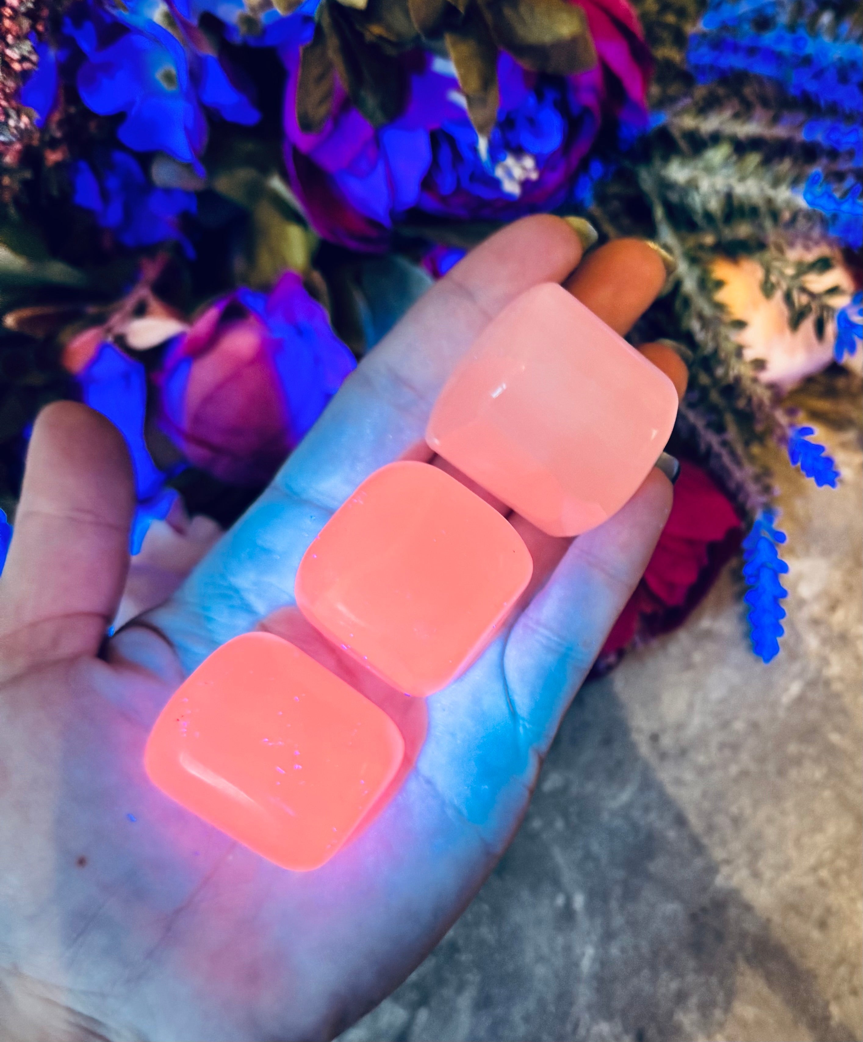 Tumbled Pink Calcite, UV Reactive, Glows Pink, Fluorescent Minerals