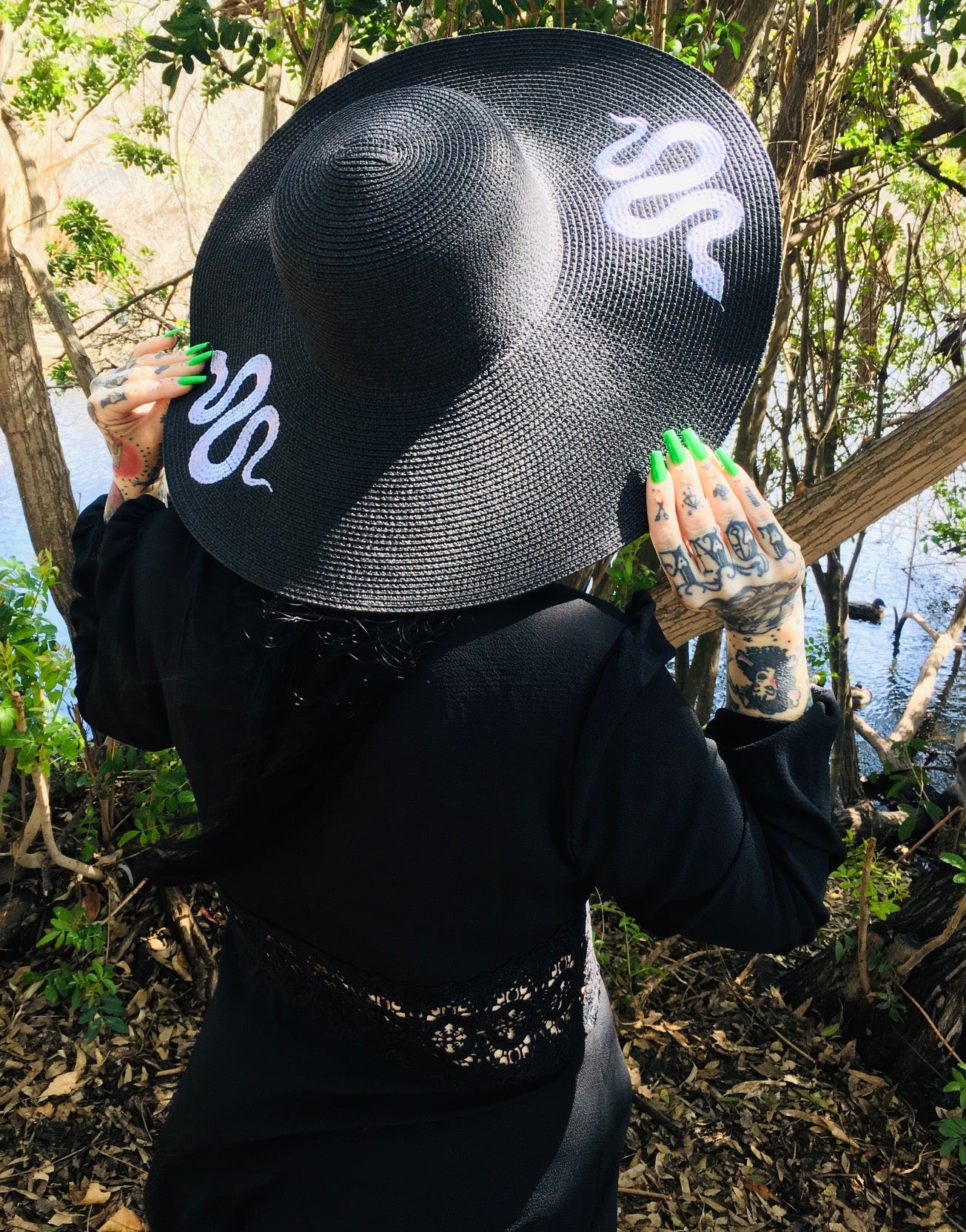 Floppy Sun Hat - XL Brim - Snakes - READY TO SHIP