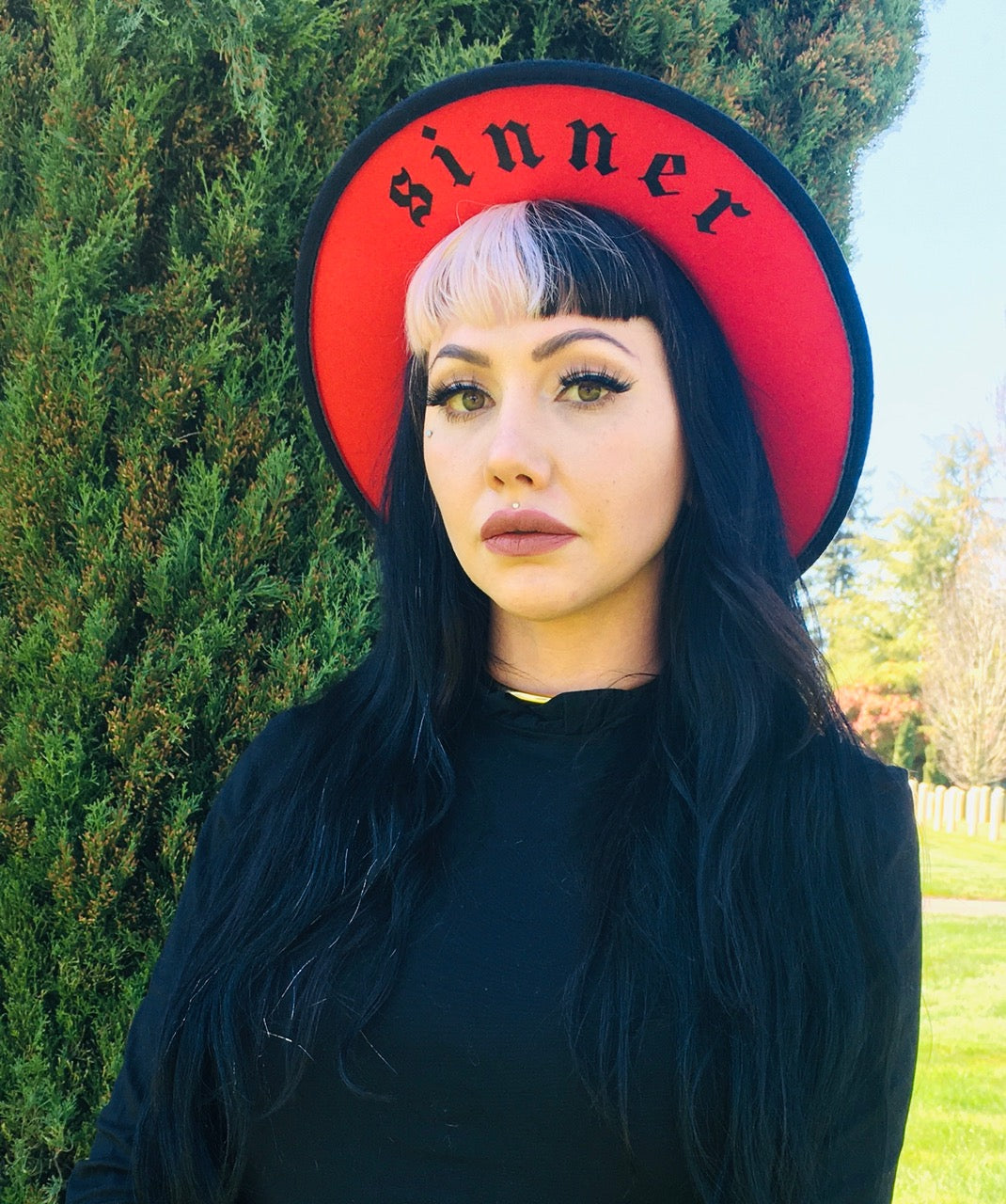 Vegan Felt Hat - Red/Black - Sinner