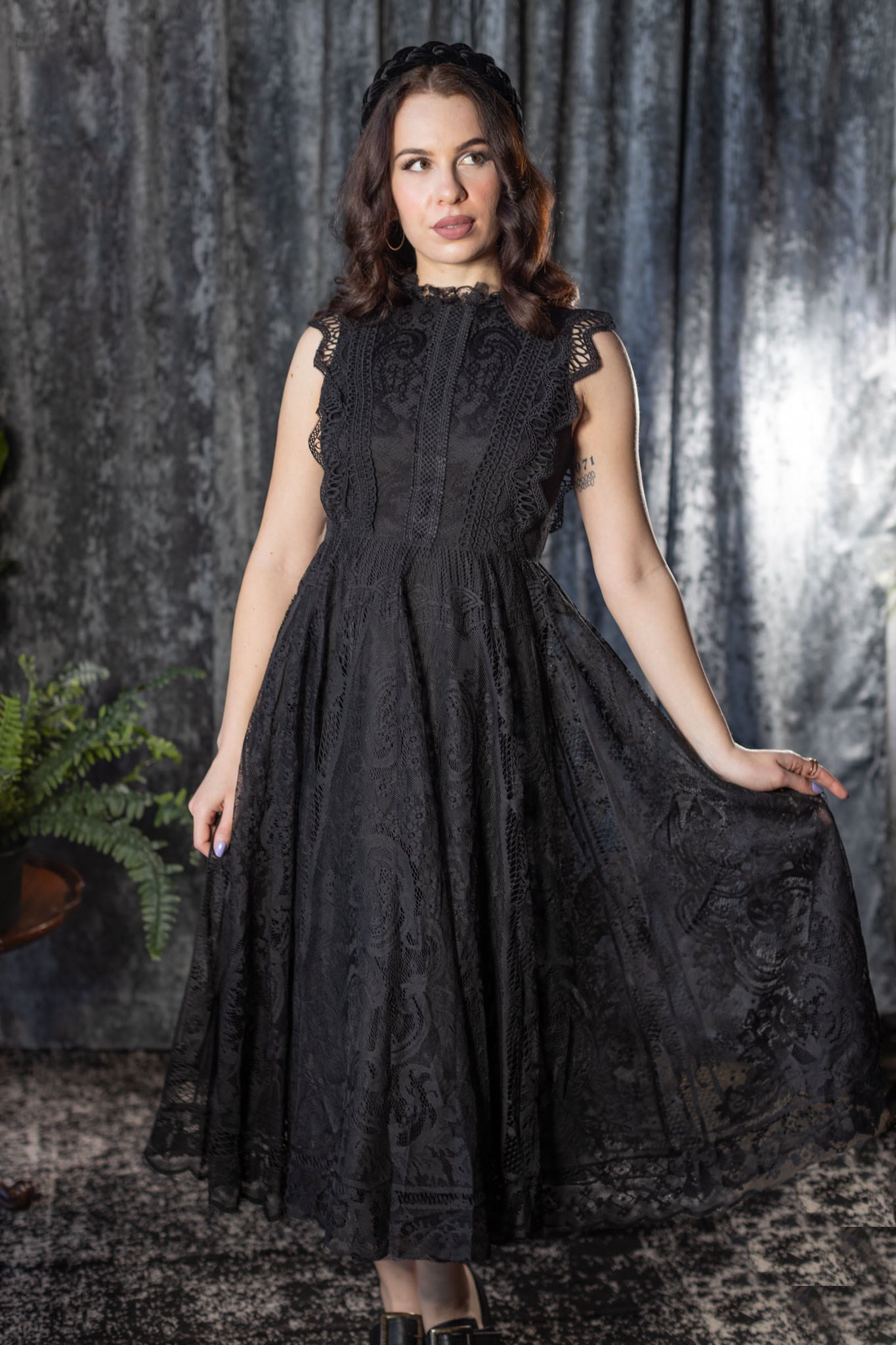 Arabella - Gothic Lace Fit and Flare Dress - Pre-Order