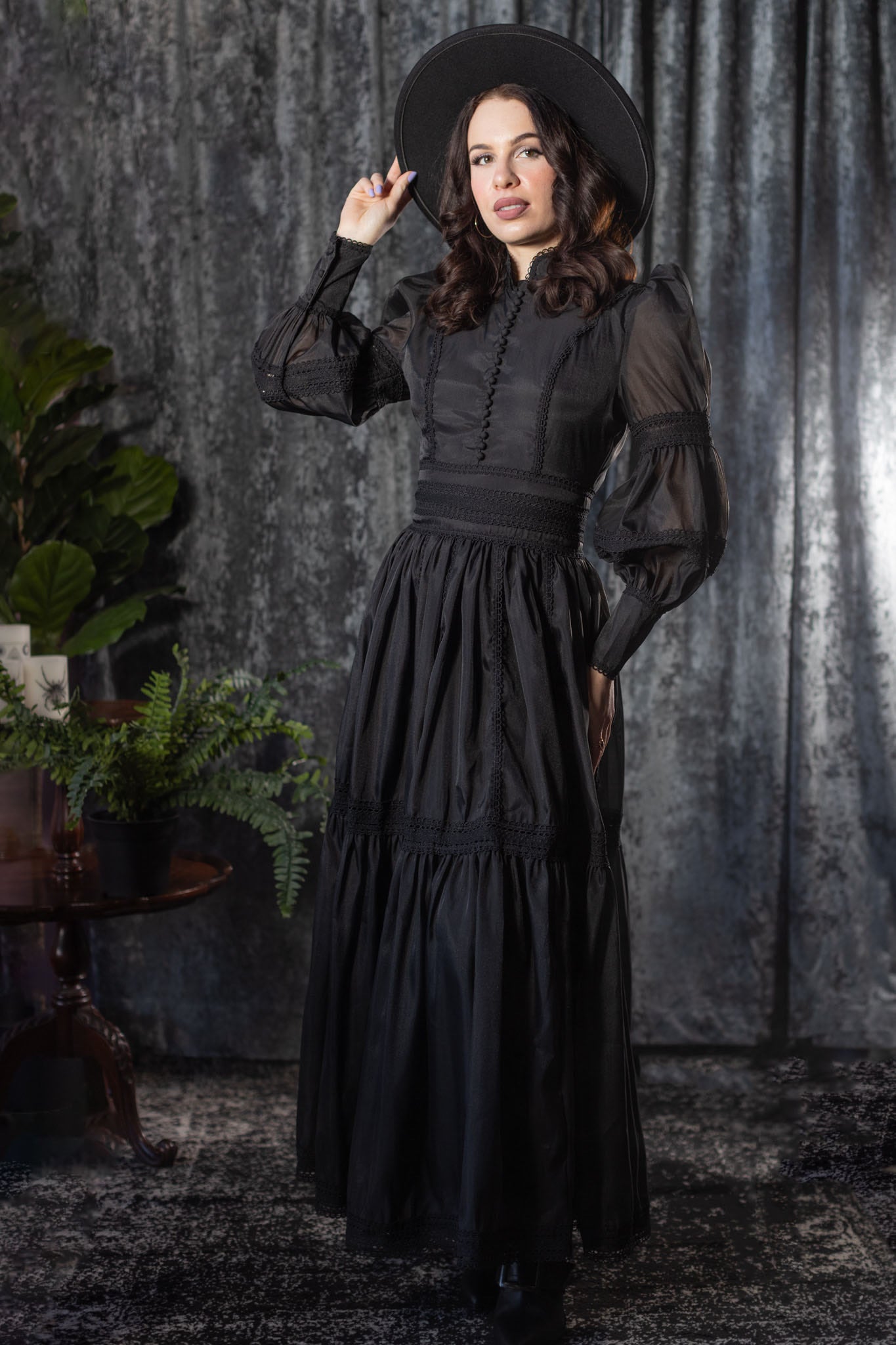 Morgana - Romantic Victorian Inspired MAXI Dress - MAXI - BLACK - READY TO SHIP