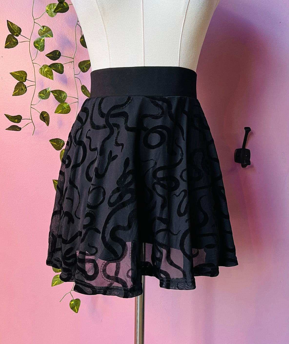The Morbid Mini Skort - SNAKES - Flocked Snake Skirt with Built In Shorts - Ready to Ship