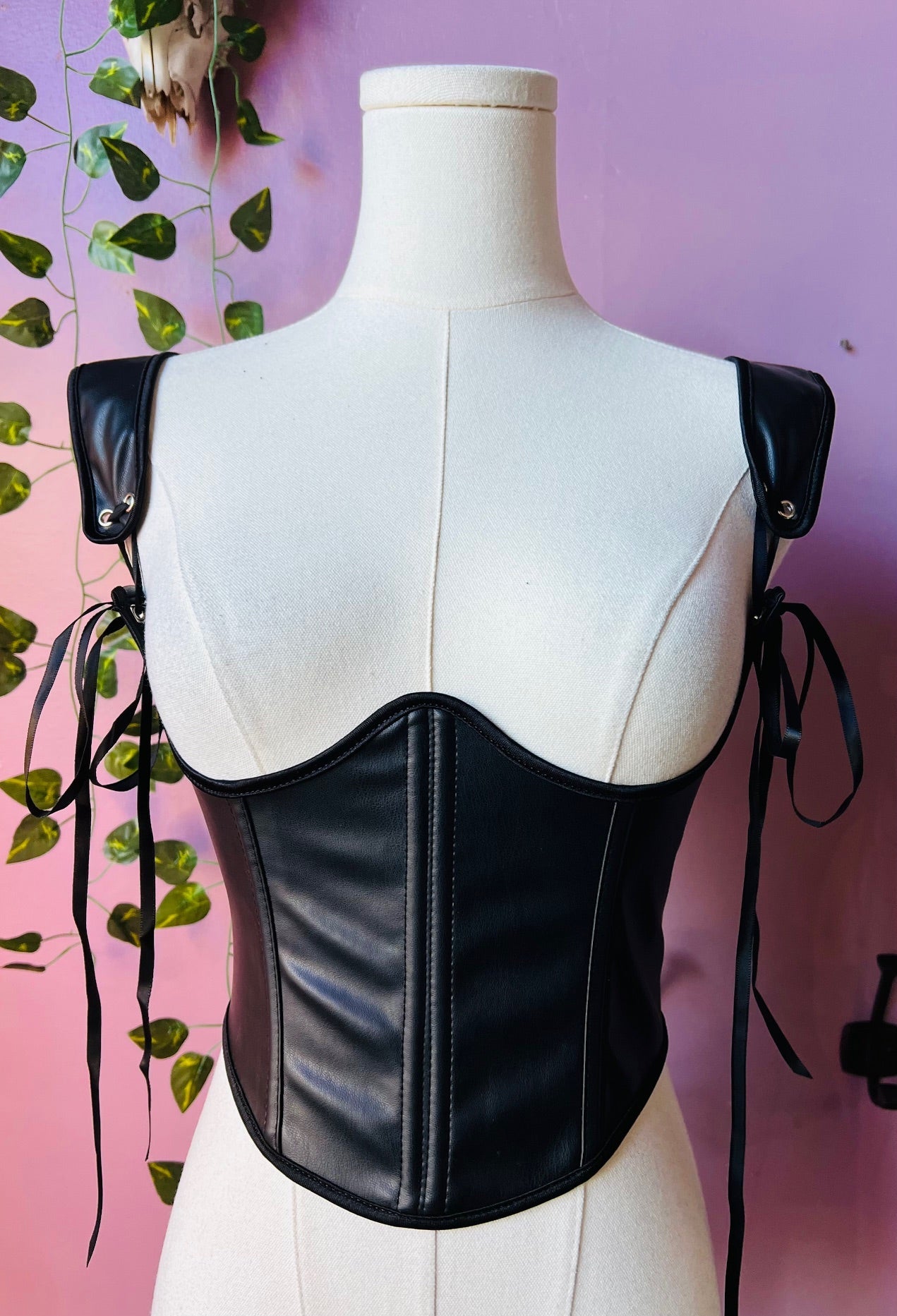 The Lydia Corset - Vegan Leather Waist Cinching Corset - READY to SHIP
