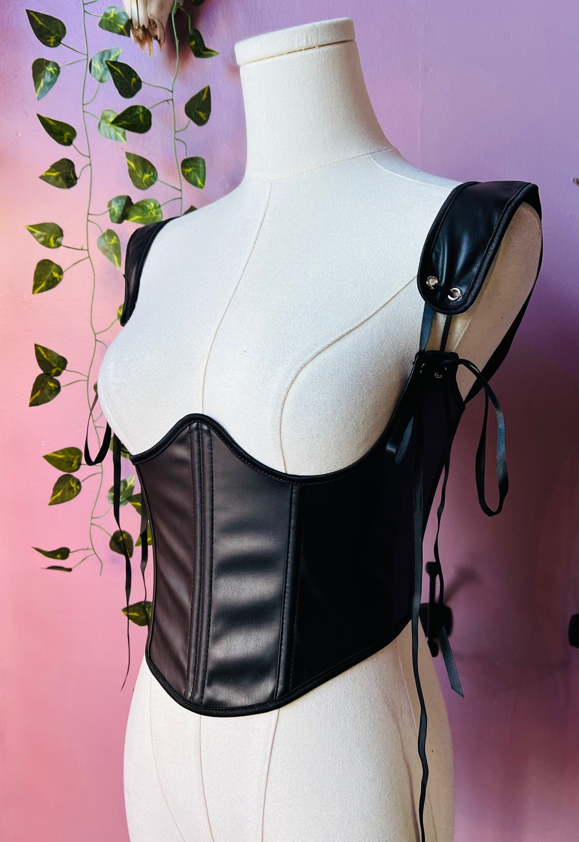 The Lydia Corset - Vegan Leather Waist Cinching Corset - READY to SHIP