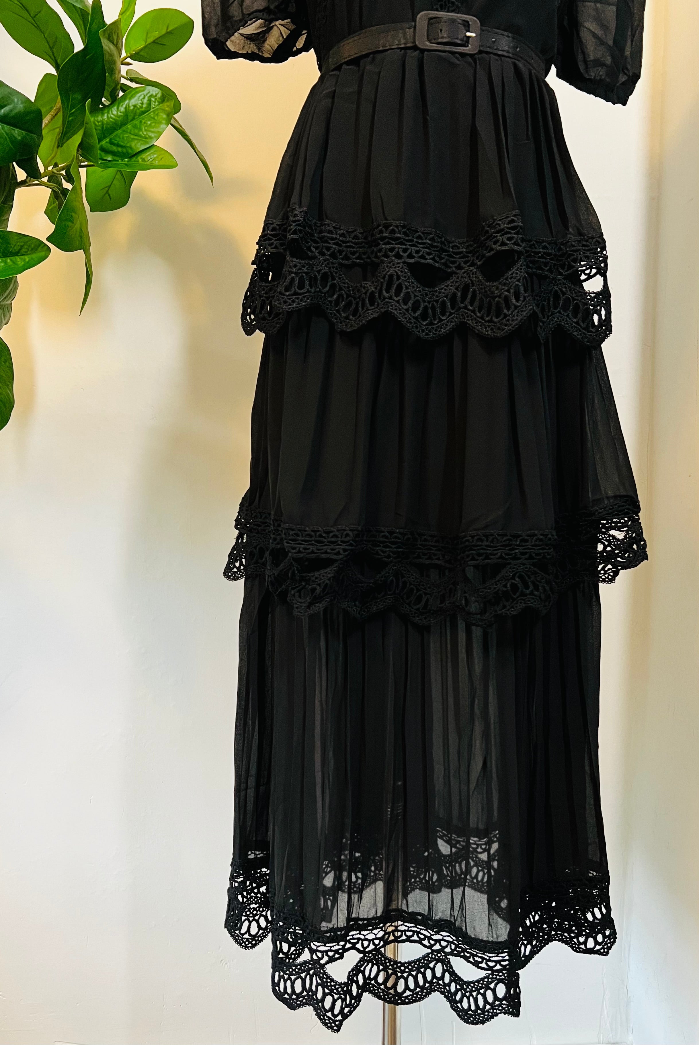 Annabel - Romantic Cottage Goth Tiered Dress - PRE-ORDER