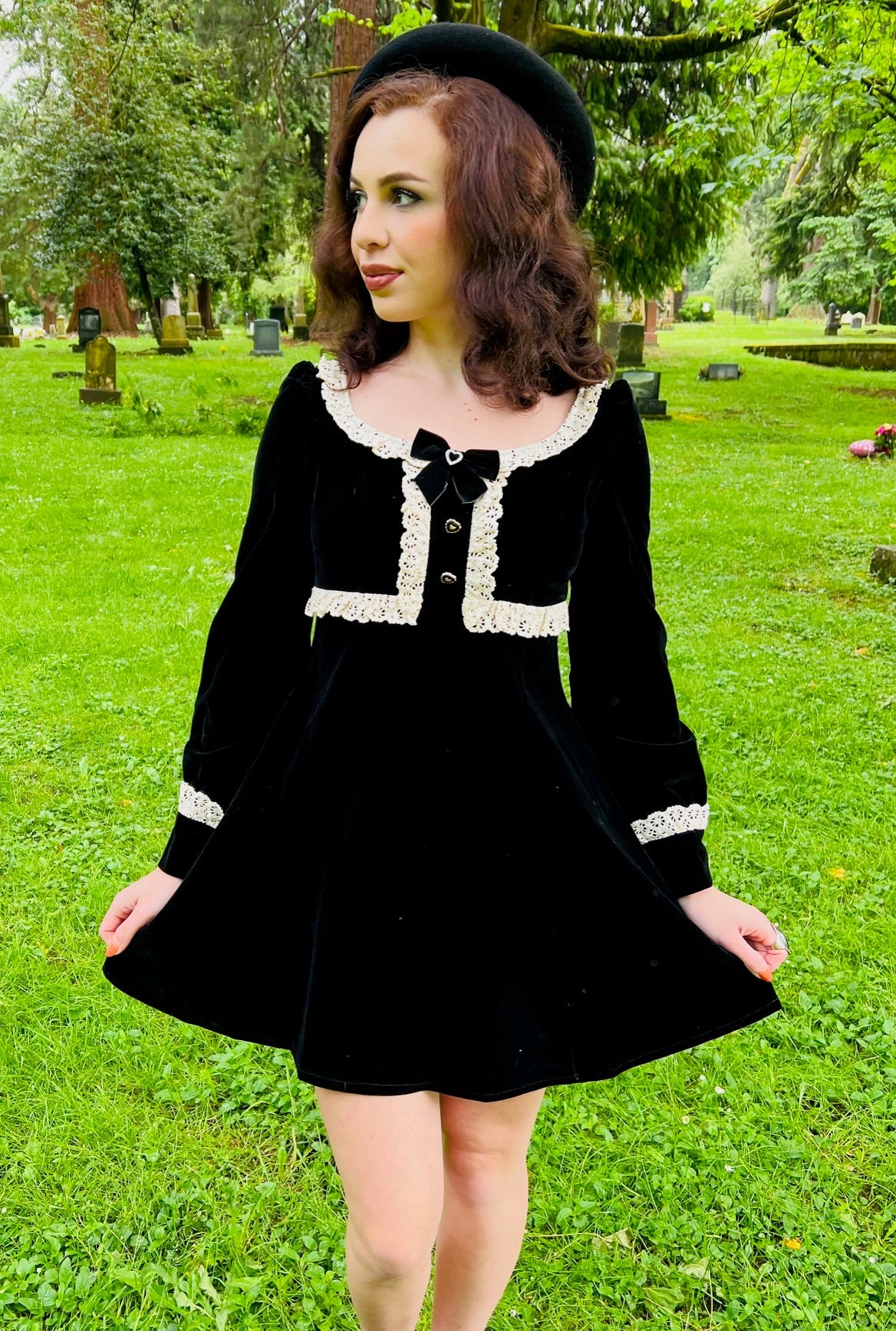 Sabrina - Luscious 60s style Velvet mini dress - READY TO SHIP