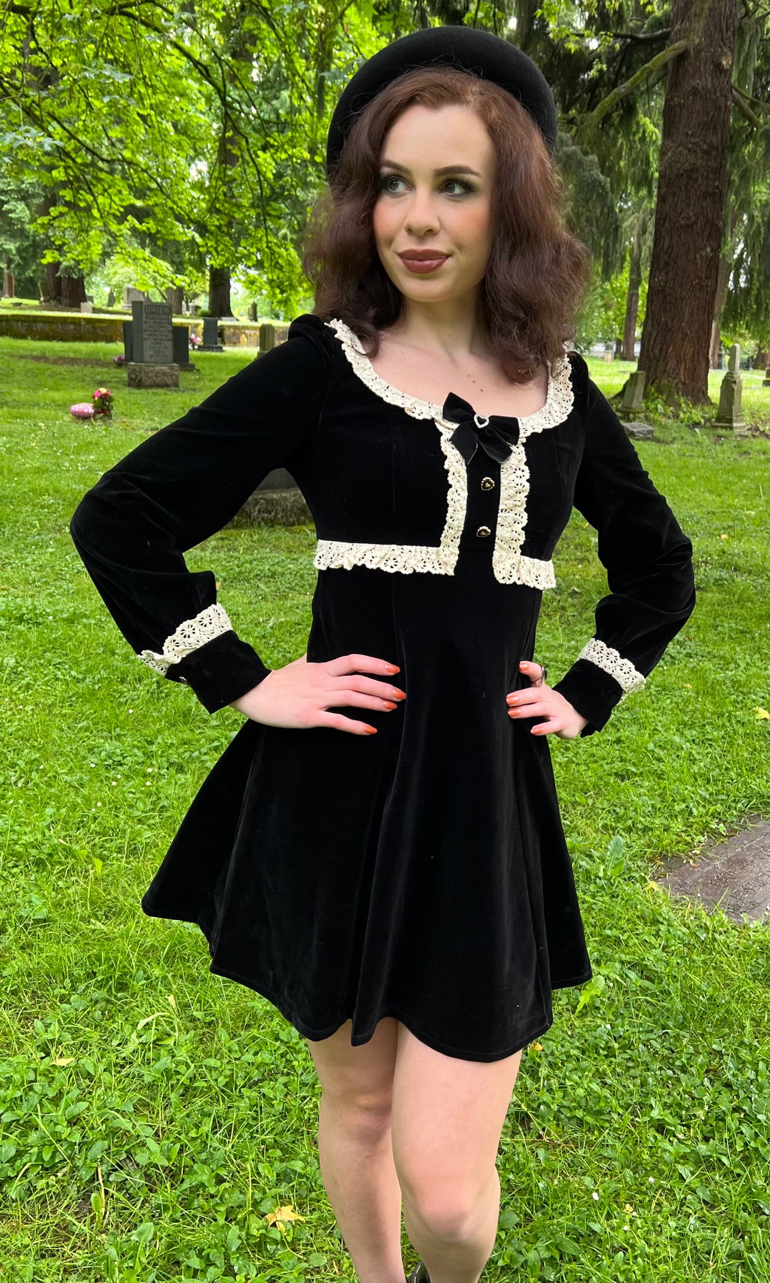 Sabrina - Luscious 60s style Velvet mini dress - READY TO SHIP