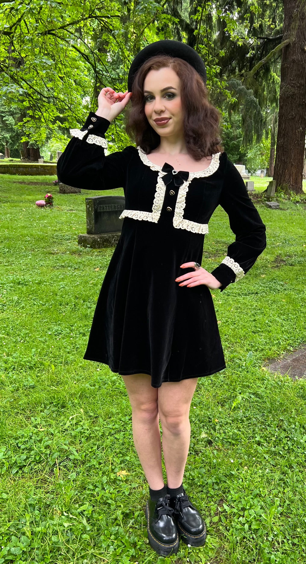 Sabrina - Luscious 60s style Velvet mini dress - READY TO SHIP