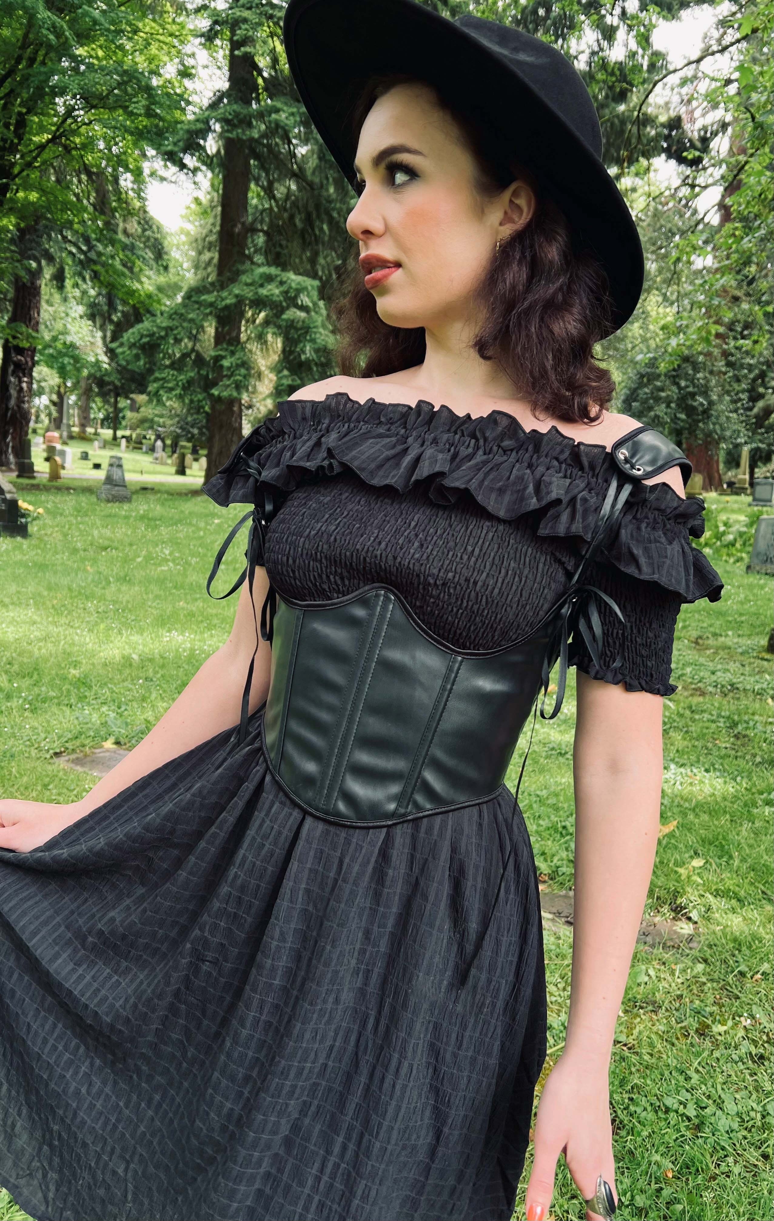 The Lydia Corset - Vegan Leather Waist Cinching Corset - READY to SHIP