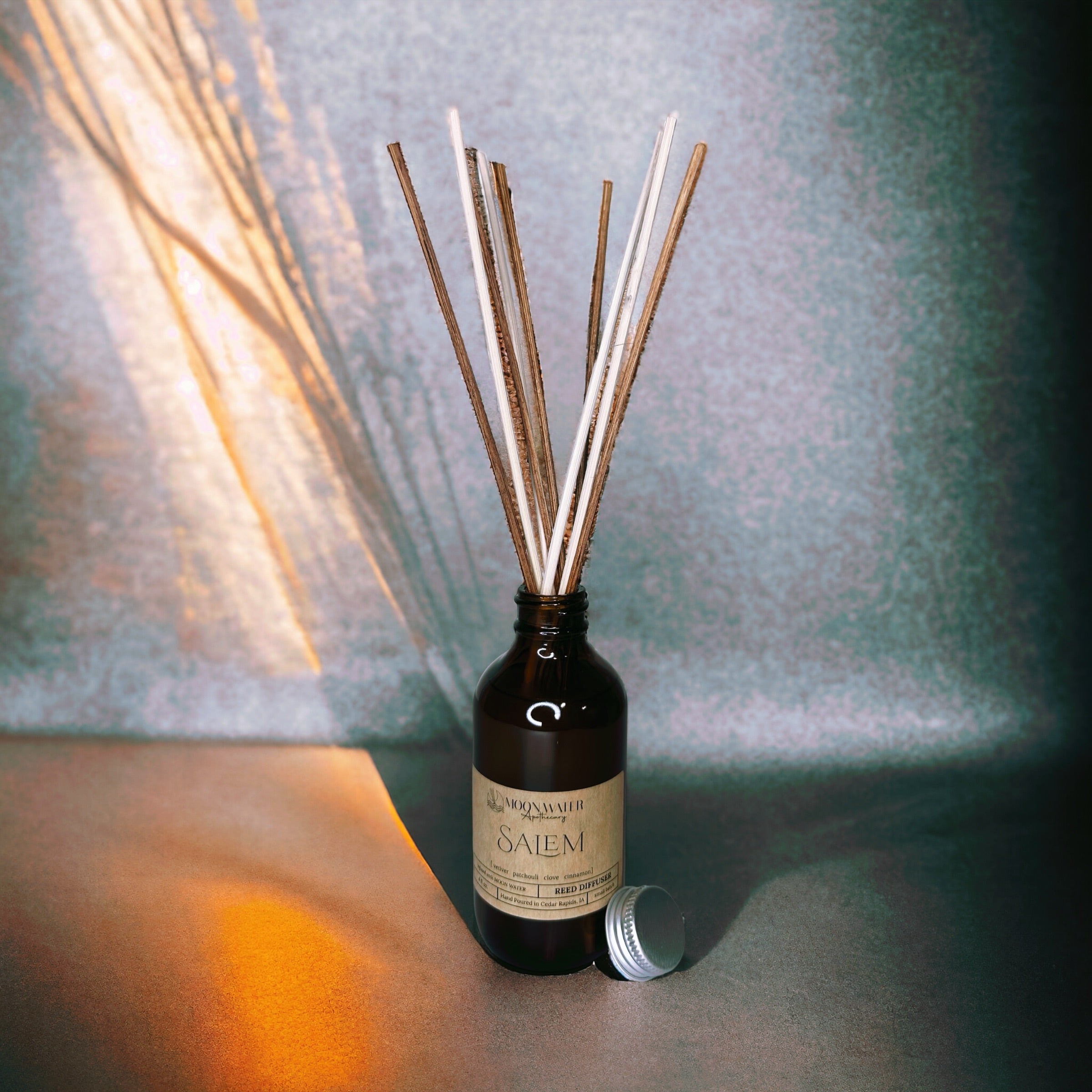 SALEM - REED DIFFUSER, REED DIFFUSER -- Vetiver, Clove, Patchouli & Cinnamon -- by Moon Water Apothecary!