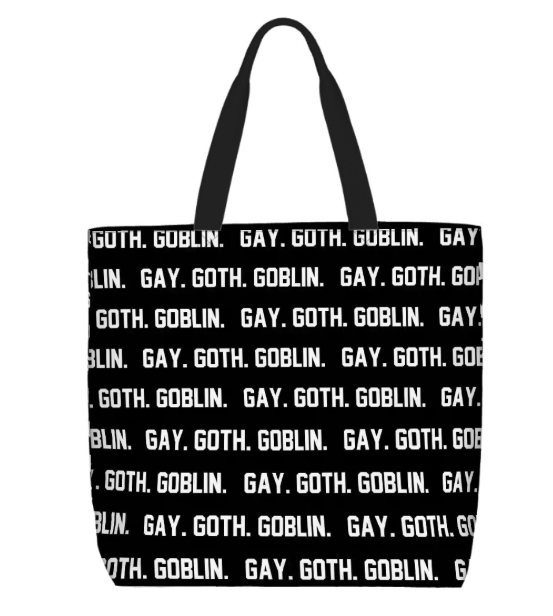 Printed Beach Bag / XL Tote Bag - Gay. Goth. Goblin.