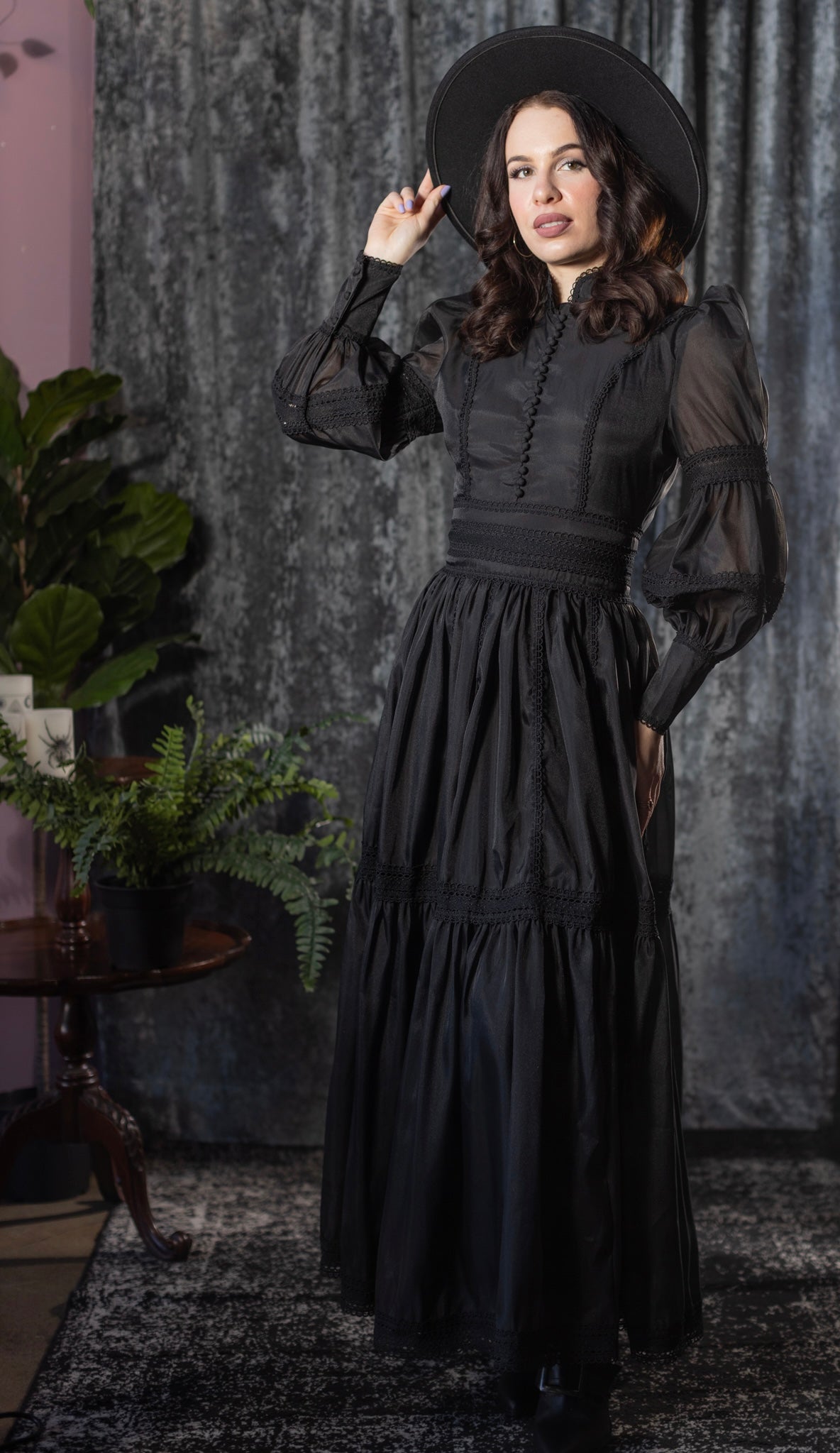 Morgana - Romantic Victorian Inspired MAXI Dress - MAXI - BLACK - READY TO SHIP