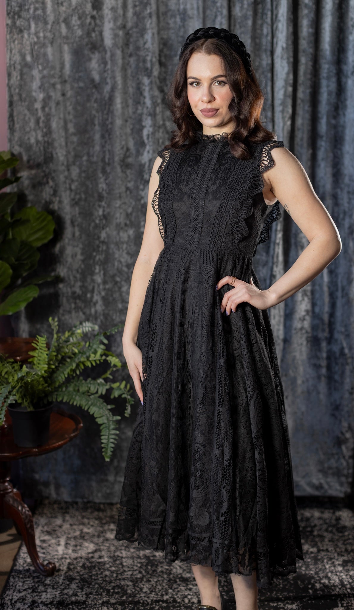 Arabella - Gothic Lace Fit and Flare Dress - Pre-Order