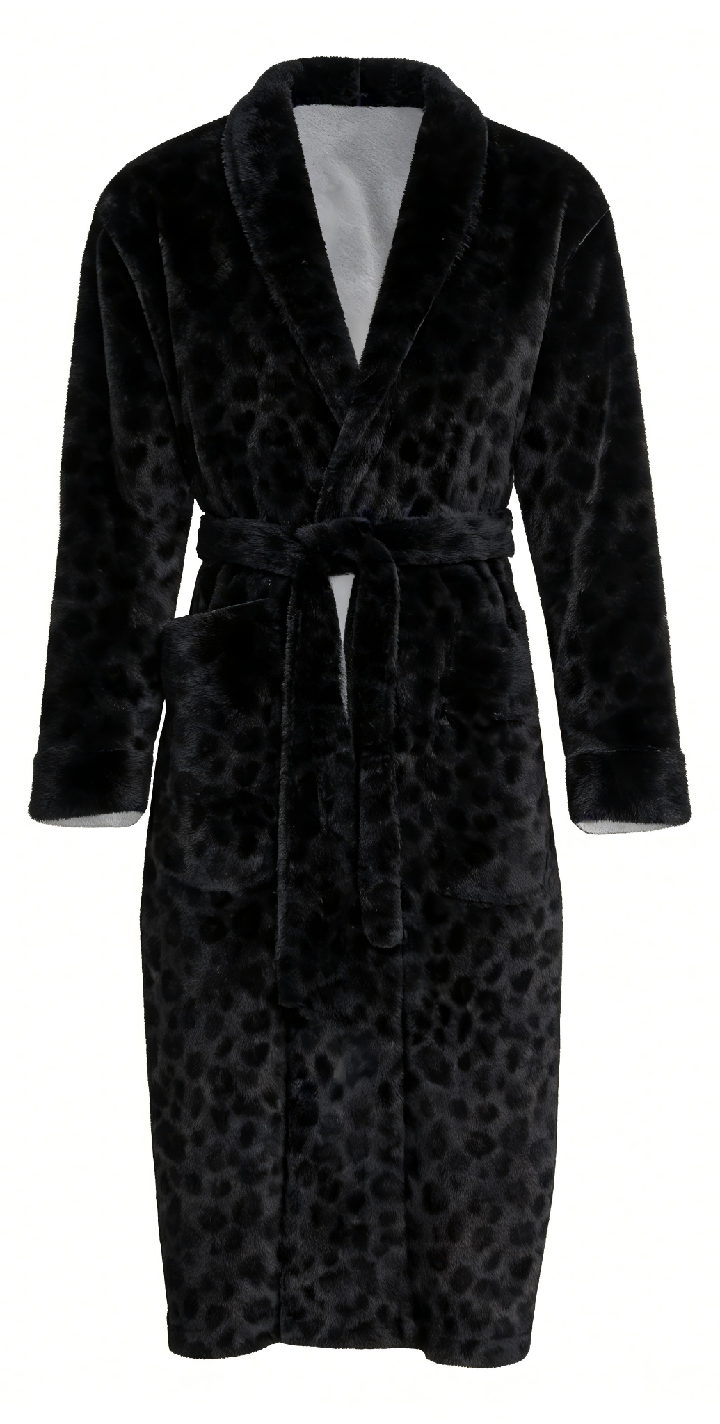 Fleece Robe - Black Leopard - Ready to Ship