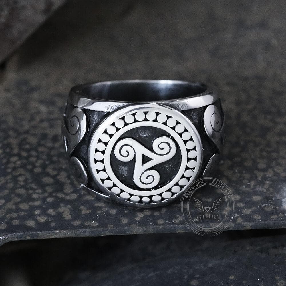 Celtic Triskele Stainless Steel Viking Ring