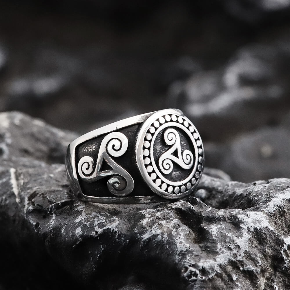 Celtic Triskele Stainless Steel Viking Ring