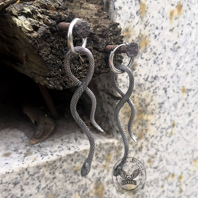 Coiled Snake Stainless Steel Animal Earrings