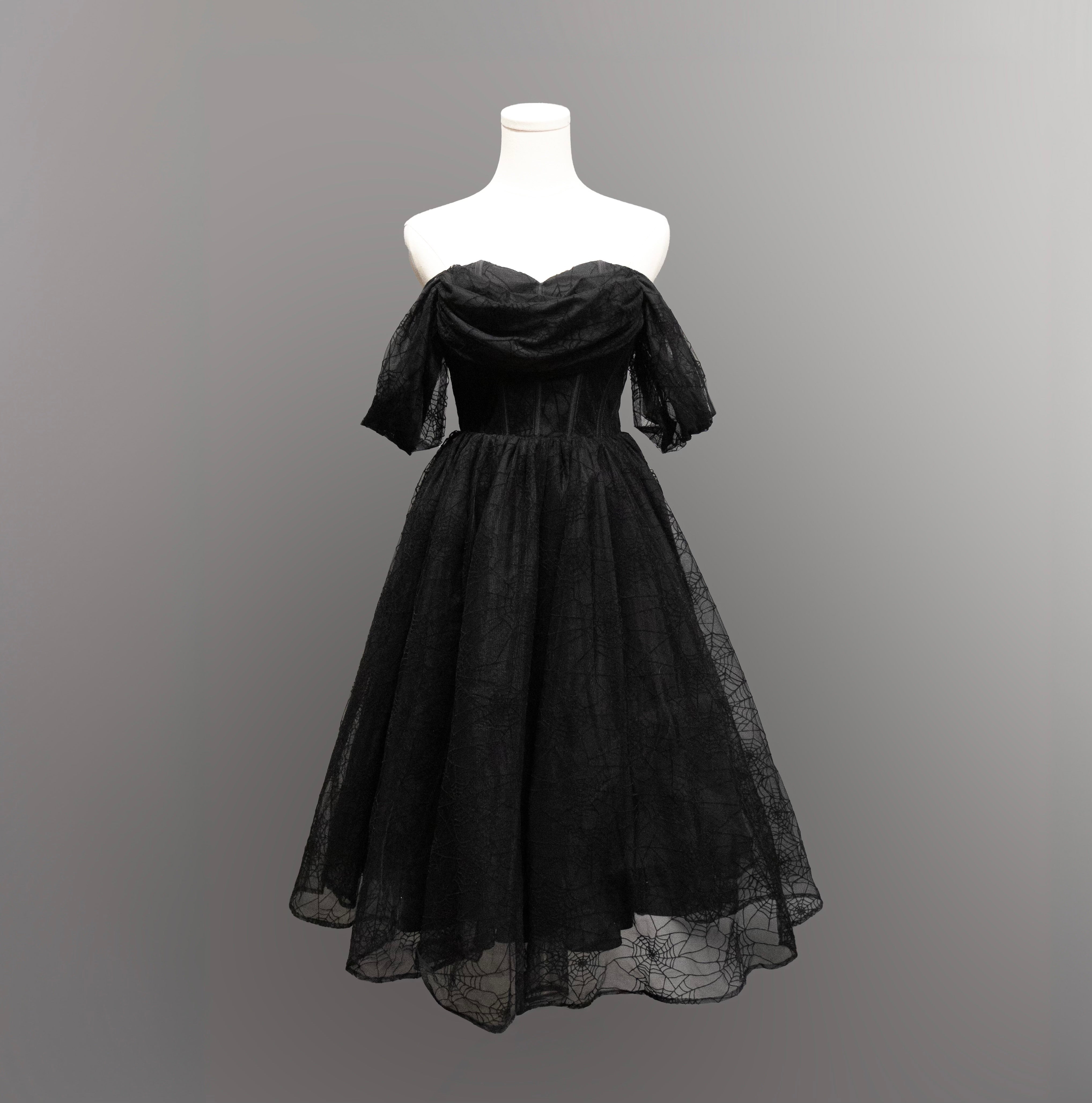 Octavia's Web - Flocked Spider Web Party Dress - READY TO SHIP