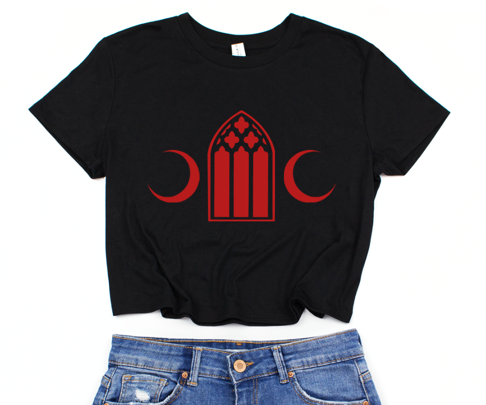 Cropped T-Shirt - Crimson Cathedral