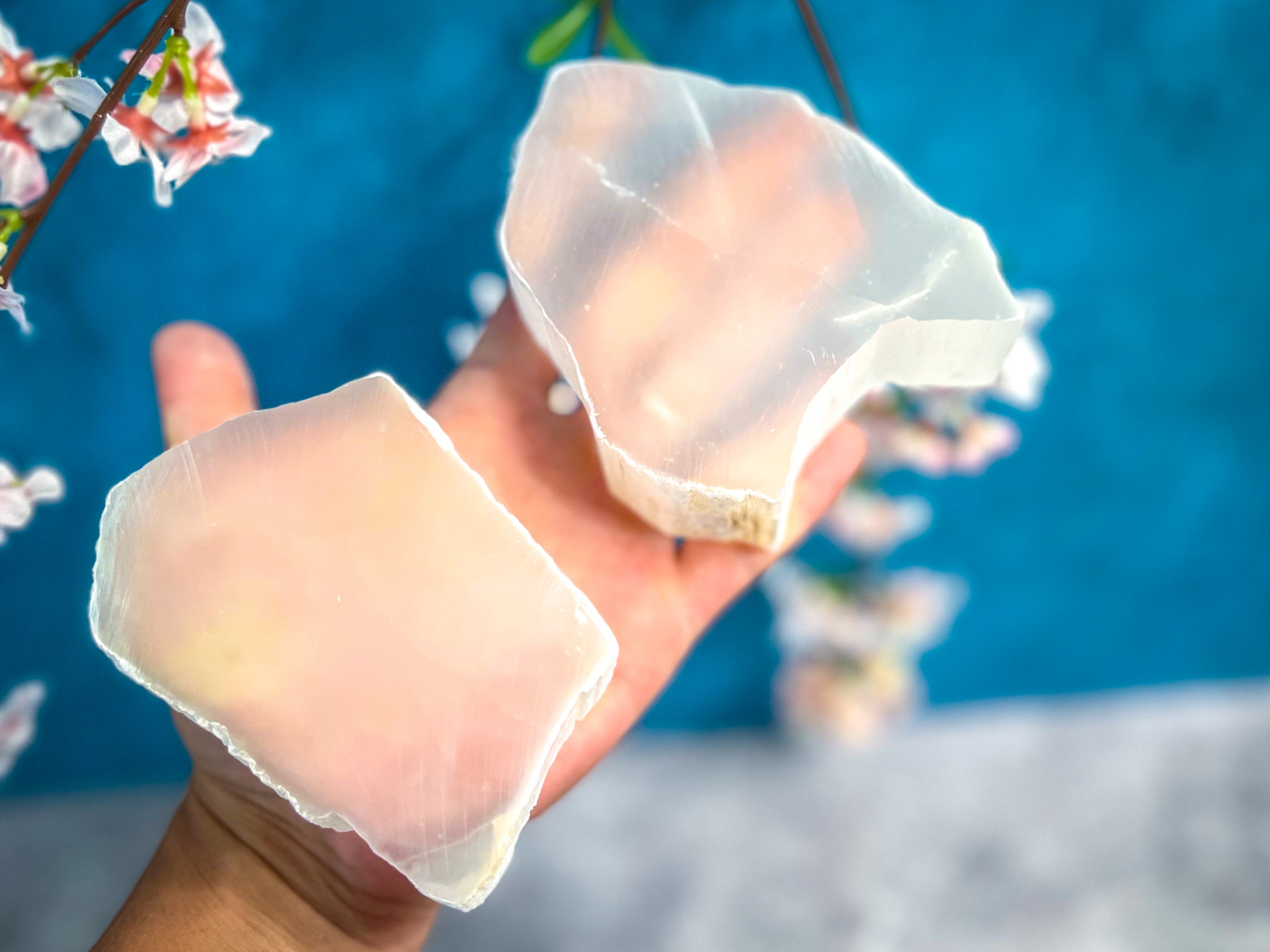 Polished Selenite, Ulexite, TV Stone - Selenite Plate