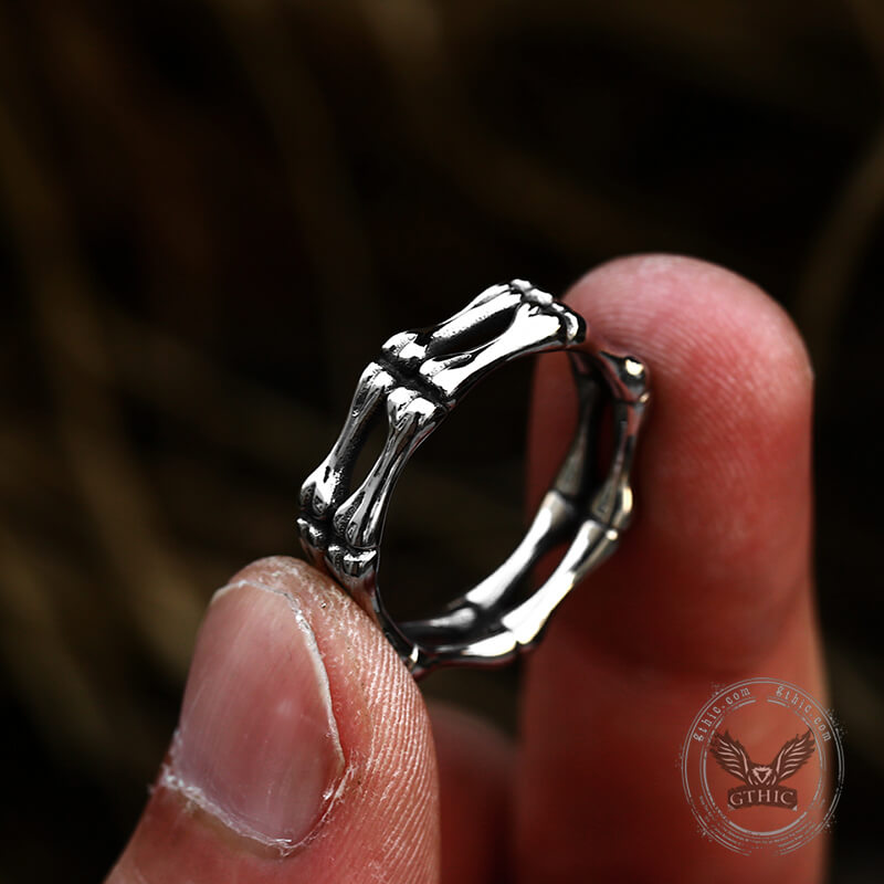 Gothic Bone Stainless Steel Skull Ring
