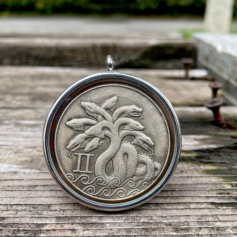 Hydra Serpent Brass Hobo Coin Pendant