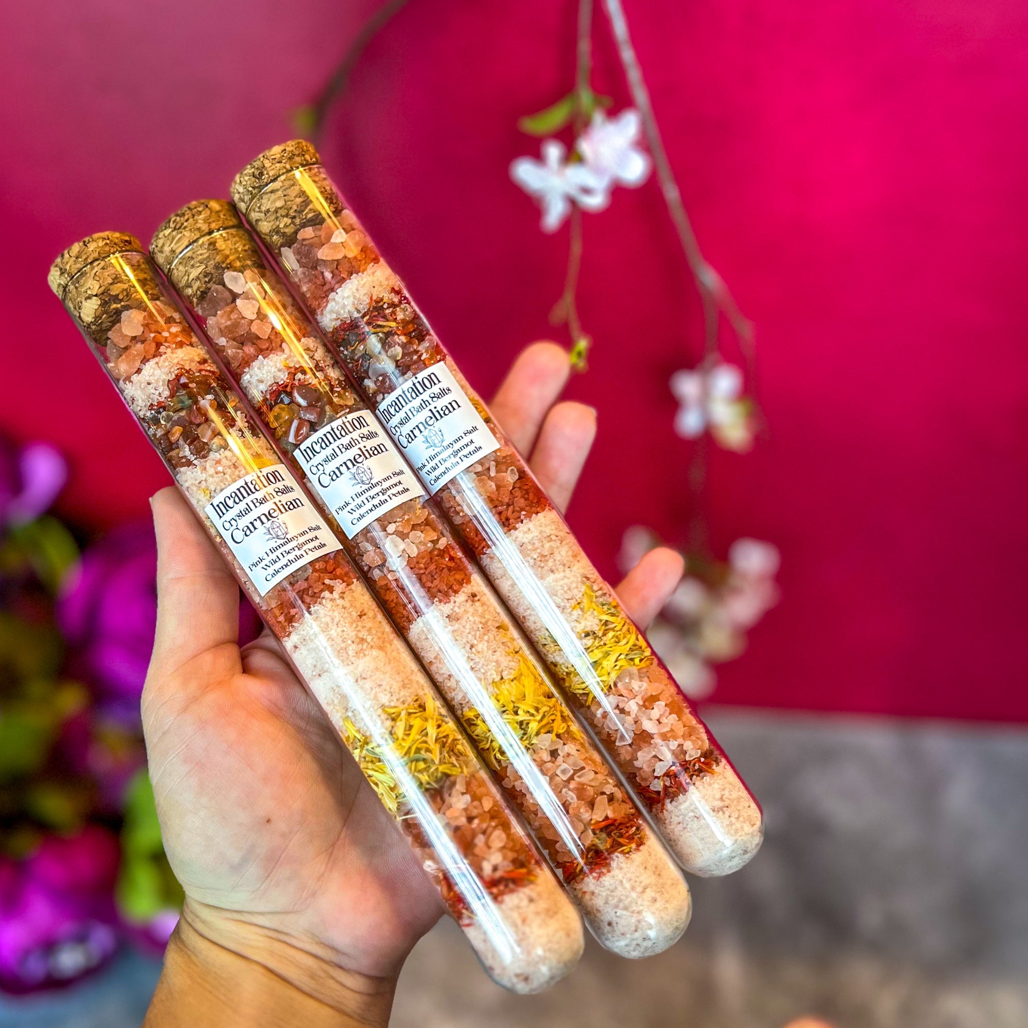 Incantation Carnelian Bath Salts in Glass Vials