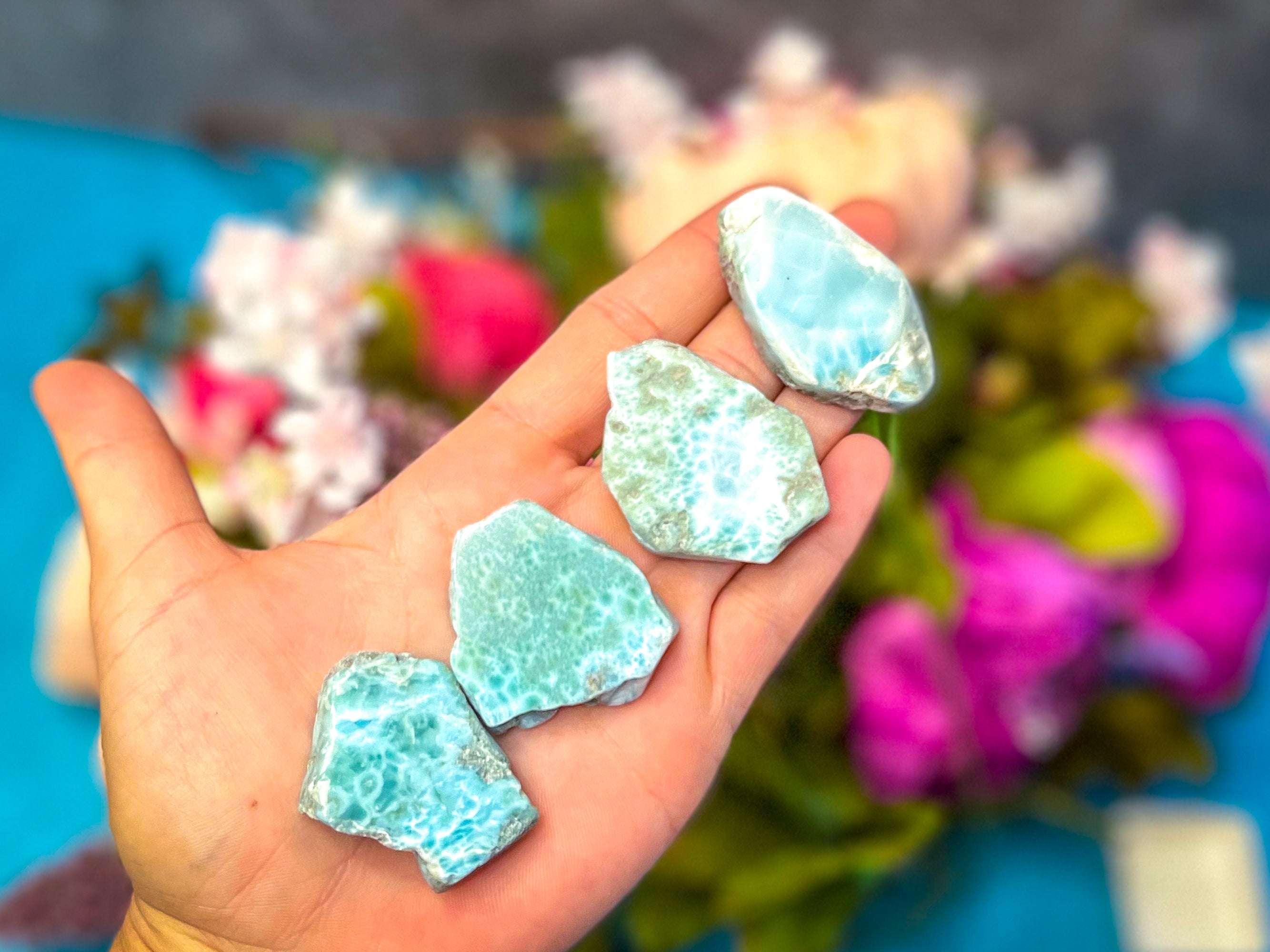 Polished Larimar Slices, Good Quality