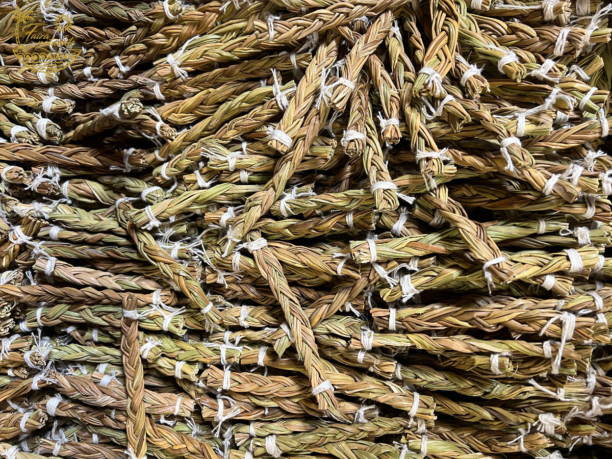 mini sweetgrass bundles for saving and smudging. All natural California sourced on a private farm.