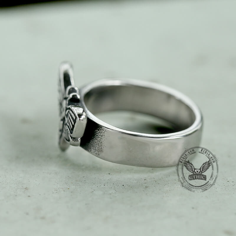 Moth Skull Stainless Steel Animal Ring