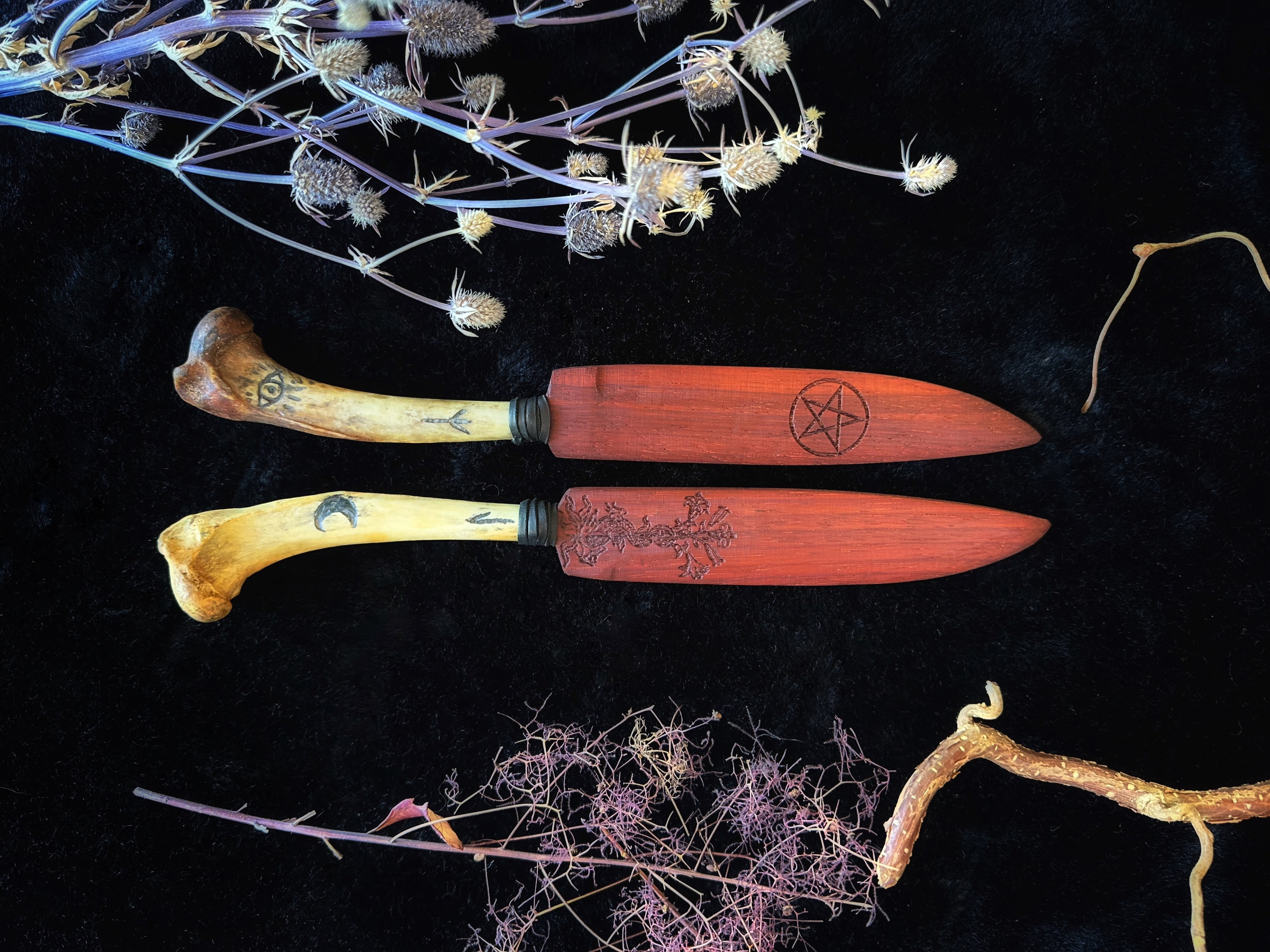 custom wooden bead athame by Keven Craft Rituals