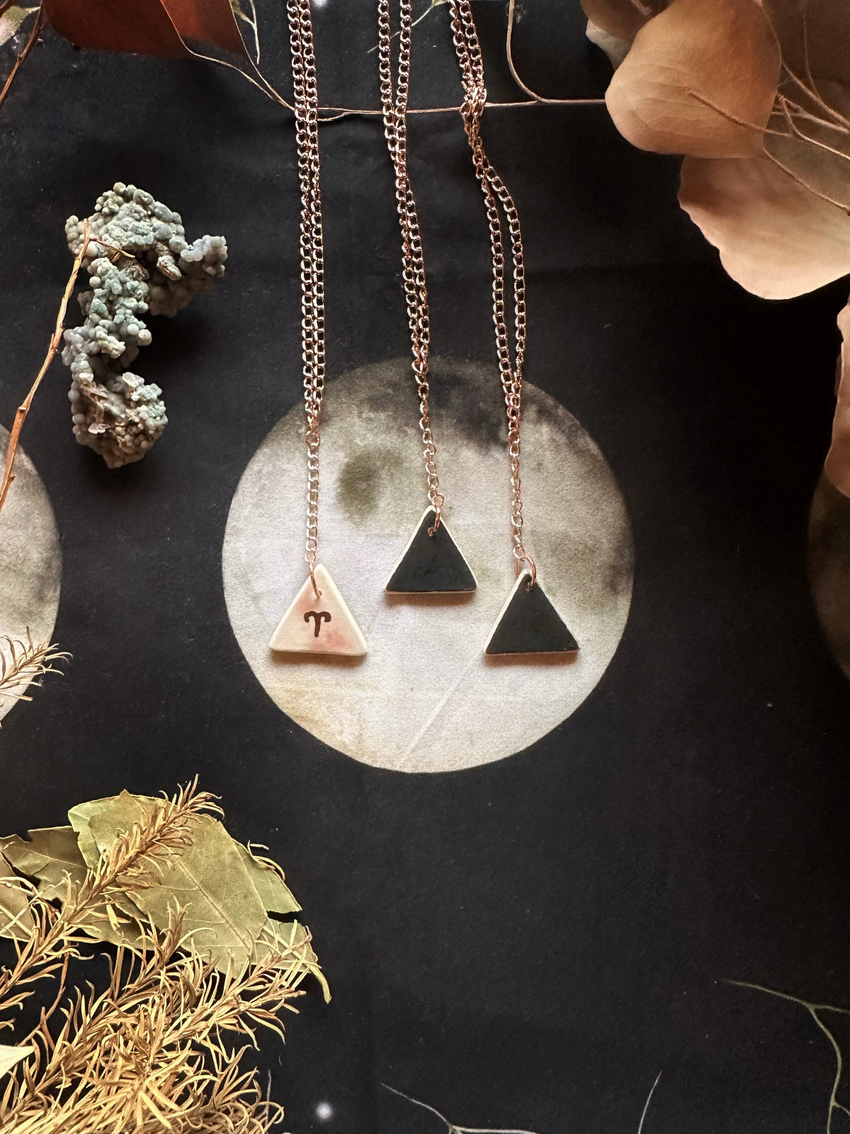 Double Sided Porcelain Necklace - Fire / Aries.