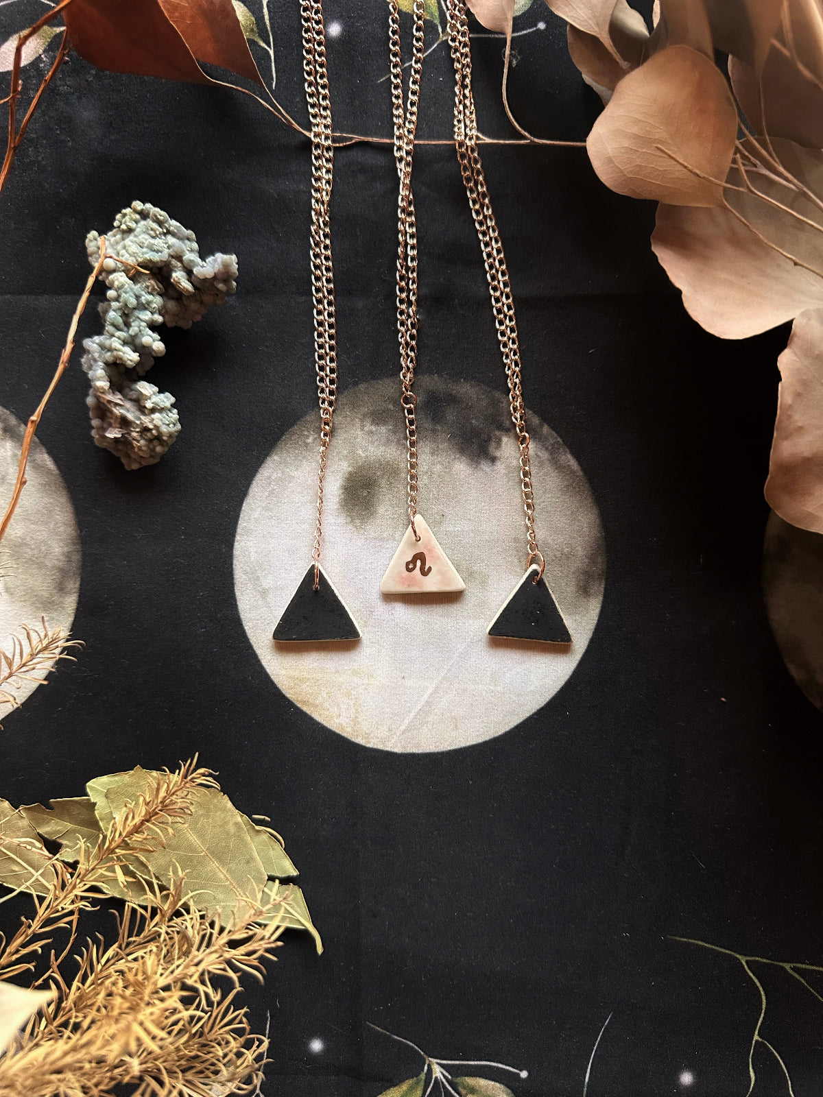 Double Sided Porcelain Necklace - Fire / Leo.