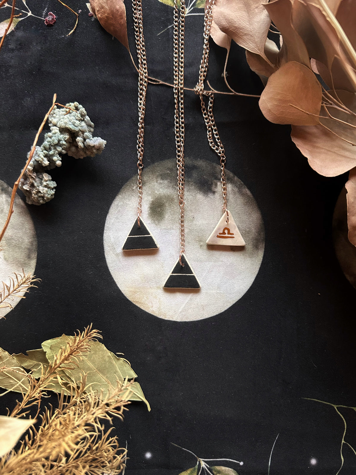 Double Sided Porcelain Necklace - Air / Libra.