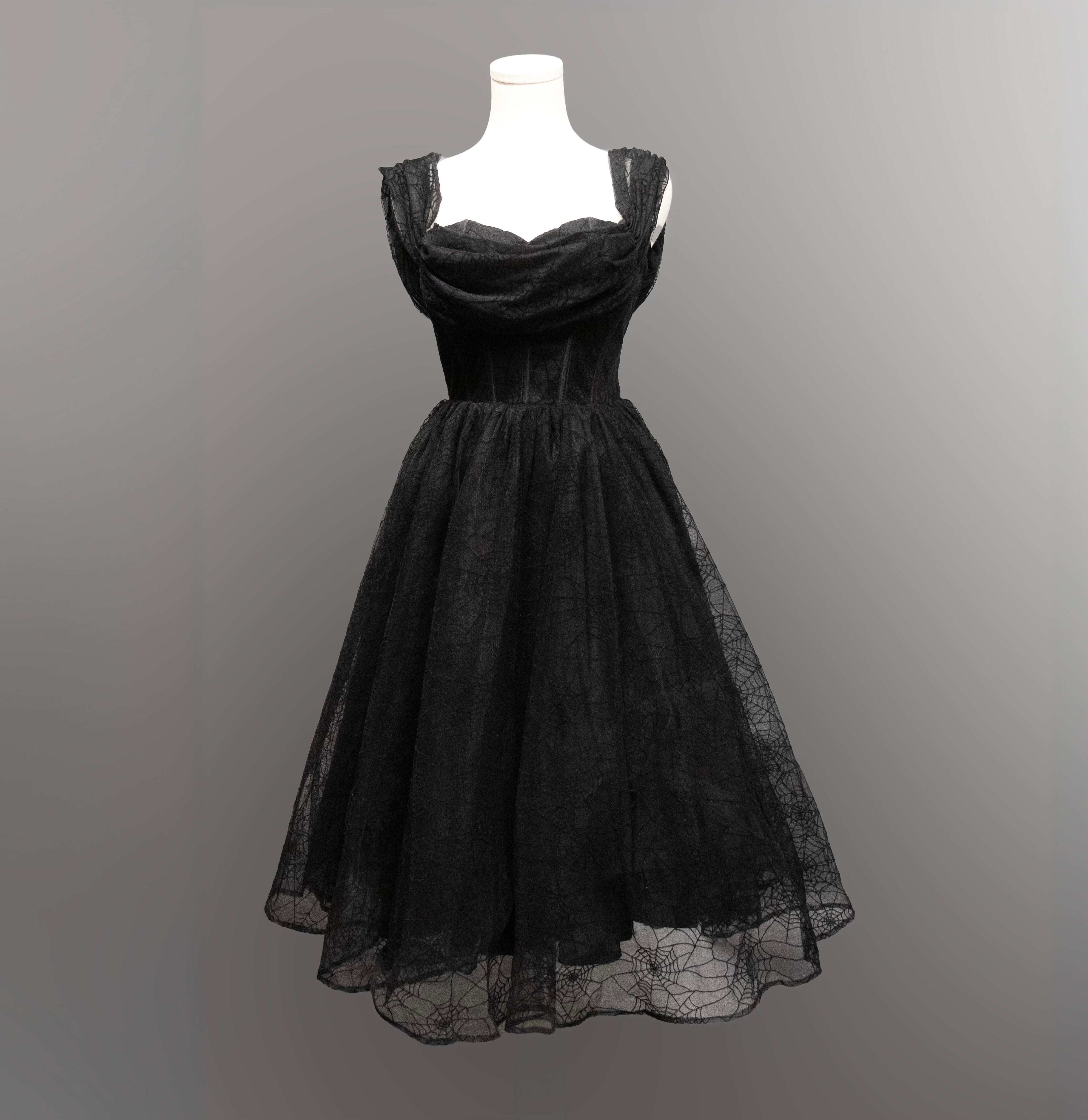 Octavia's Web - Flocked Spider Web Party Dress - READY TO SHIP