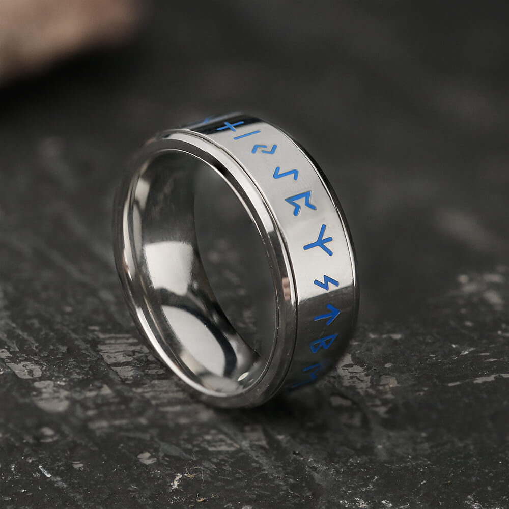 Runes Stainless Steel Spinner Ring